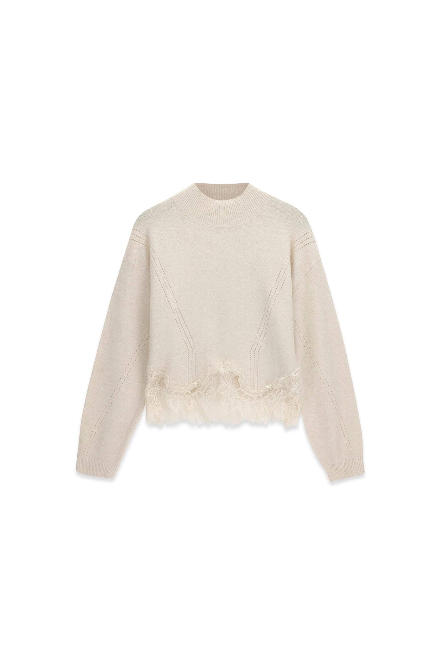 Guess Pull en tricot »LS MN HAYDEN LACE SWTR« mit Woll-Anteil, Spitzenbesatz
