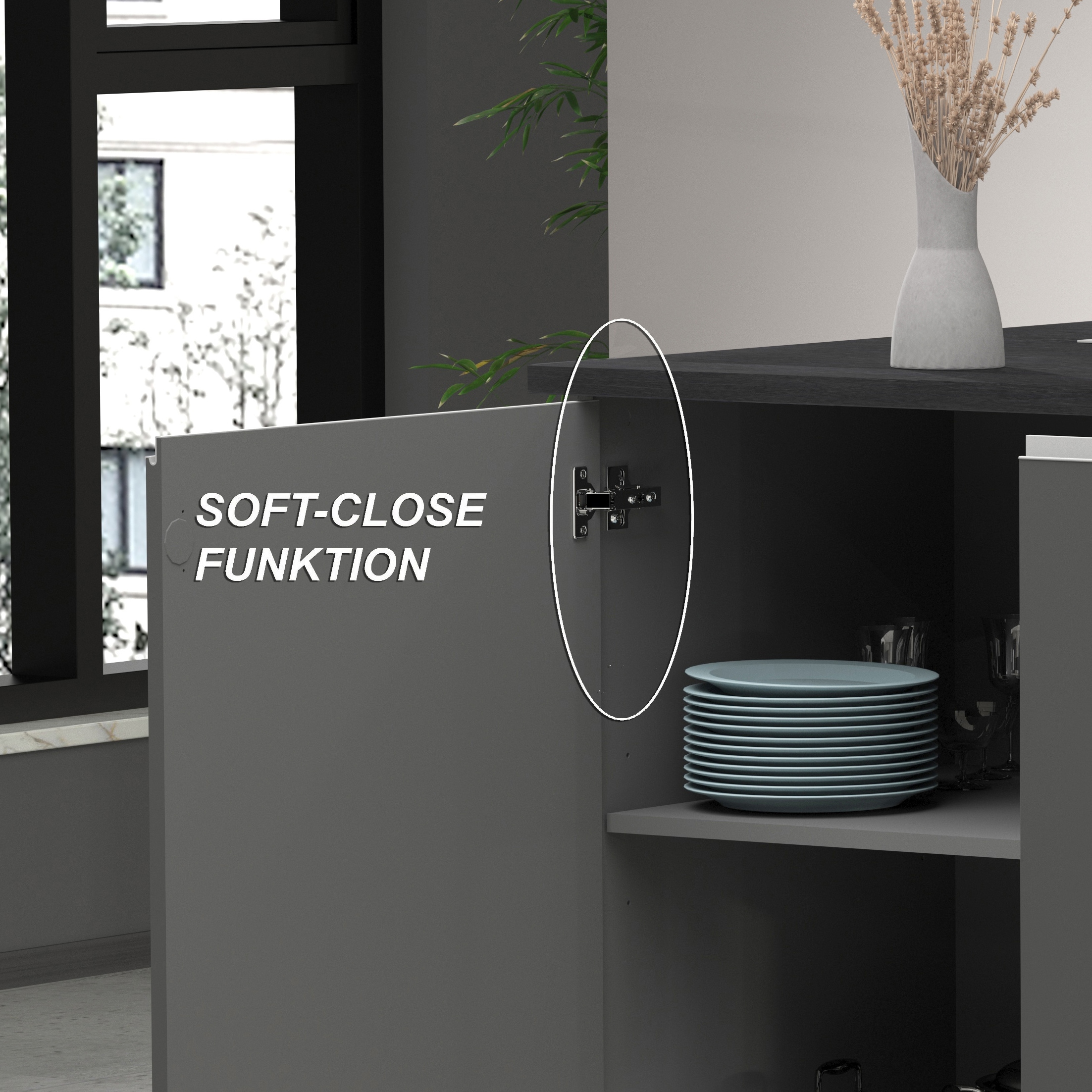 KOCHSTATION Kücheninsel »Sole,Kochinsel,Küchenarbeitsblock,Inselküche,Arbeitsinsel« Breite 200 cm mit 4 Türen,4 Fächer, Arbeitsplatte, Aluminiumgriff