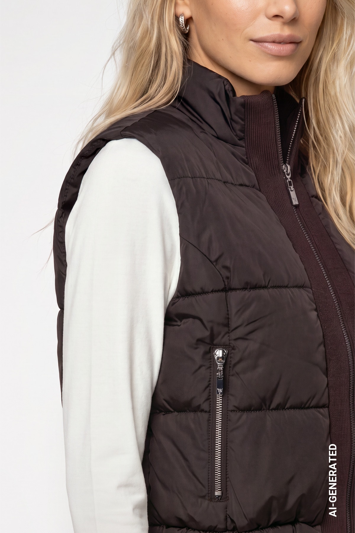 Monari Gilet matelassé »Weste Basic Strickdetail« coupe régulière avec col montant