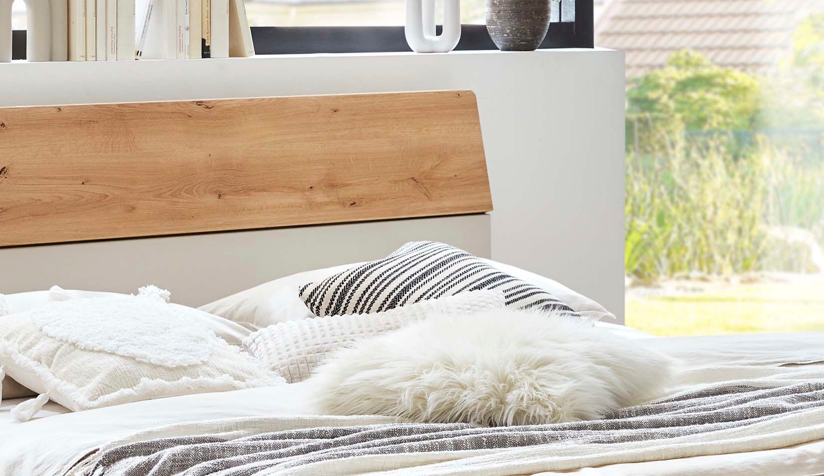 WIEMANN Lit futon »Asti« Absetzungen in Bianco-Eiche-Nachbildung, Kufe in Schiefer