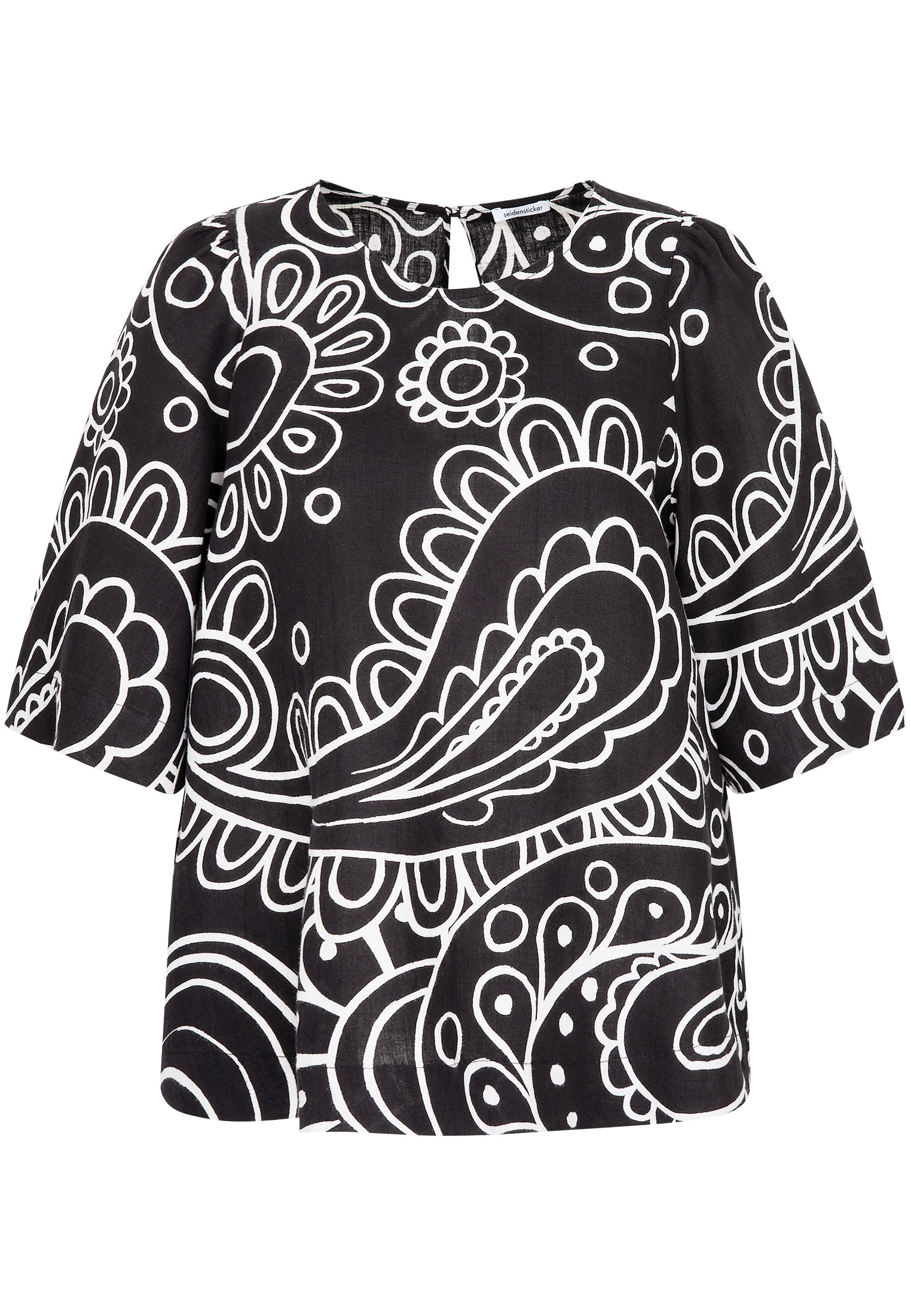 seidensticker Shirtbluse »Schwarze Rose« 1/2 Rundhals Paisley