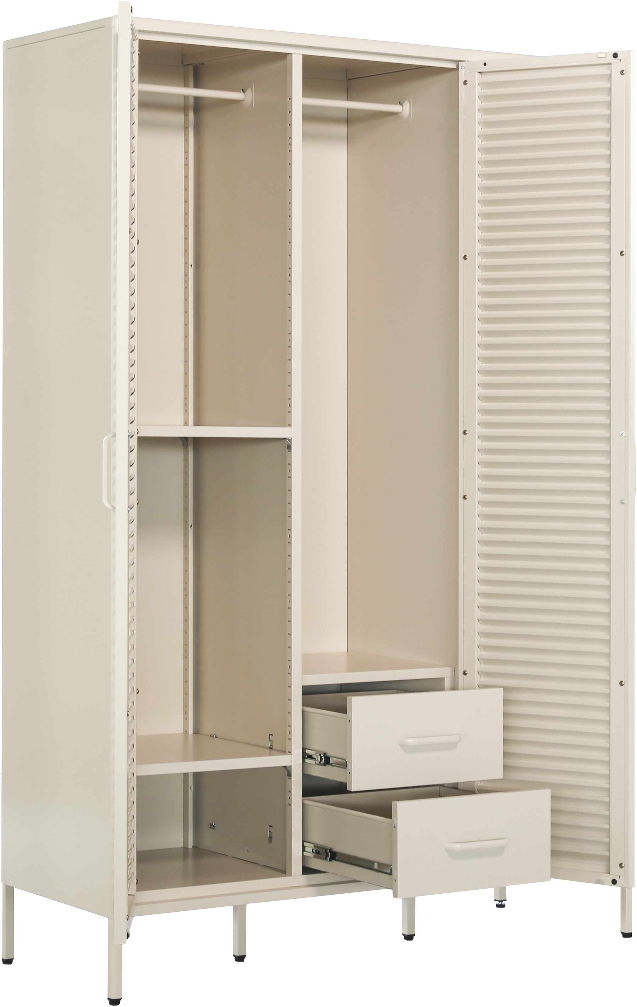 GOODproduct Kleiderschrank »GERRON Kleiderschrank Metallschrank Spind« Schlafzimmerschrank mit 2 Türen weiss Breite 80cm