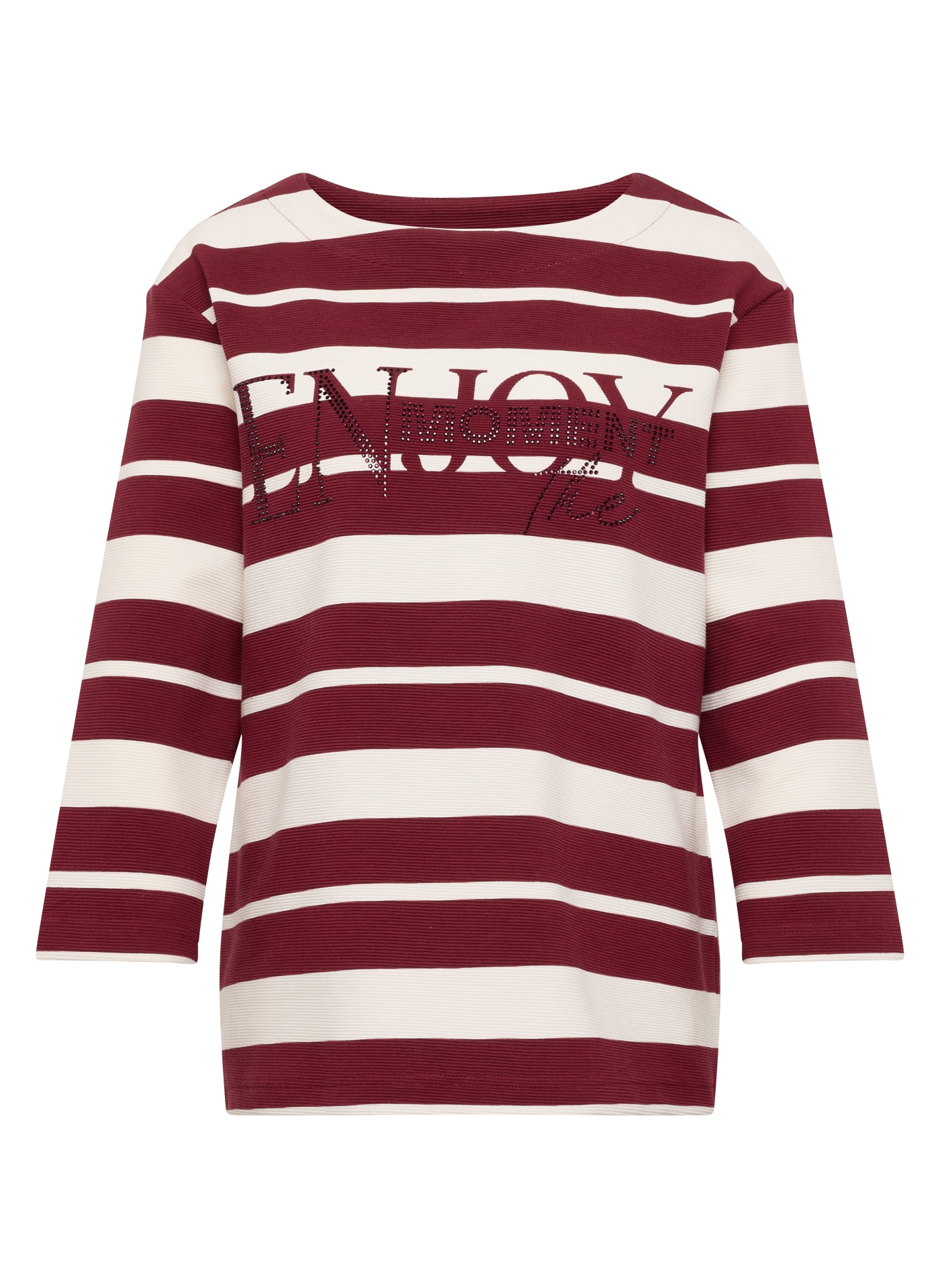 Rabe T-shirt à manches 3/4 im Streifen-Design und mit Nieten-Details