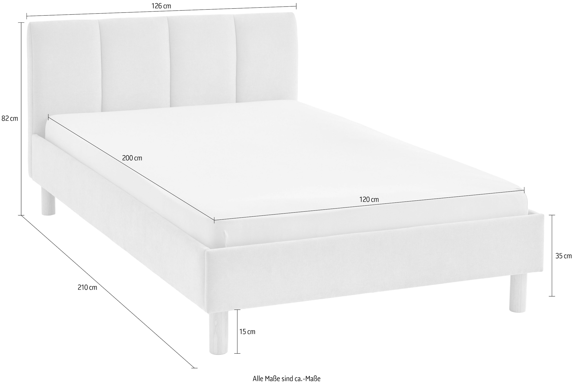 meise.möbel Polsterbett »Joker, in verschiedenen Breiten und Farben erhältlich« wahlweise mit schwarzem oder eichefarbigem Holzfuss