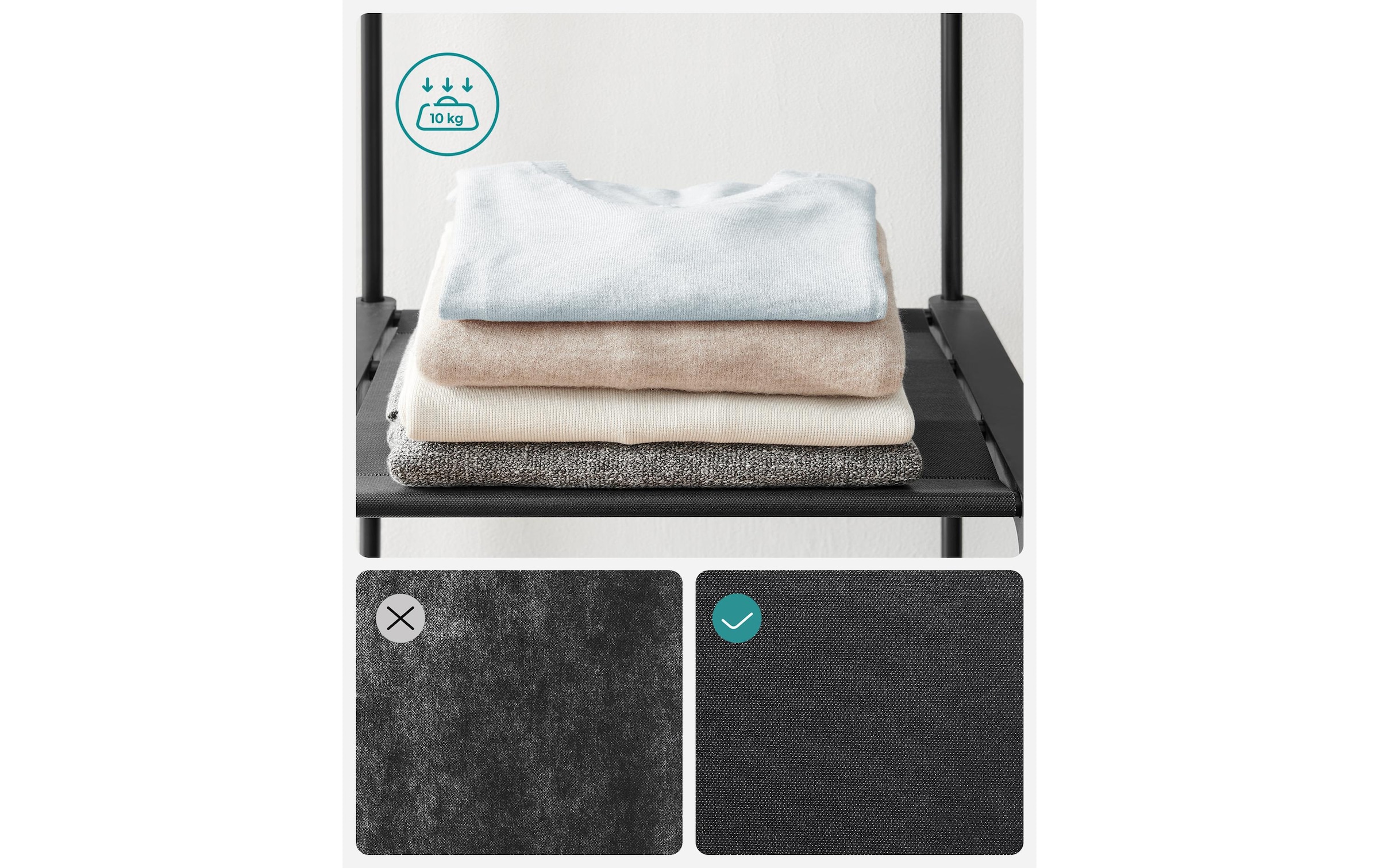 VASAGLE Porte-manteau »mit 4 Hängefächer 151 x 166 cm, Schwarz«