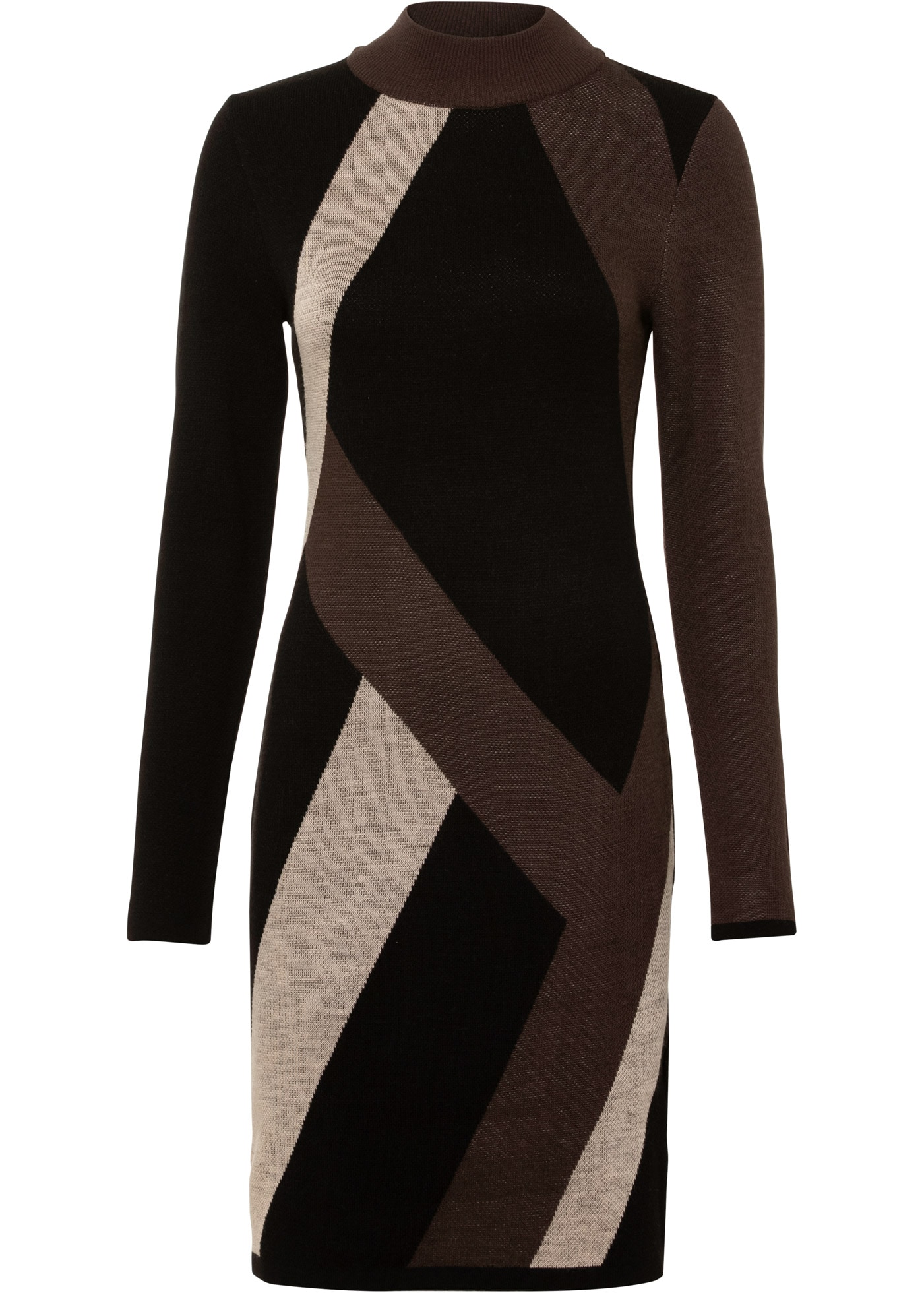 bonprix Robe en tricot aus Polyacryl, eng anliegende Passform, mit Jacquard-Muster