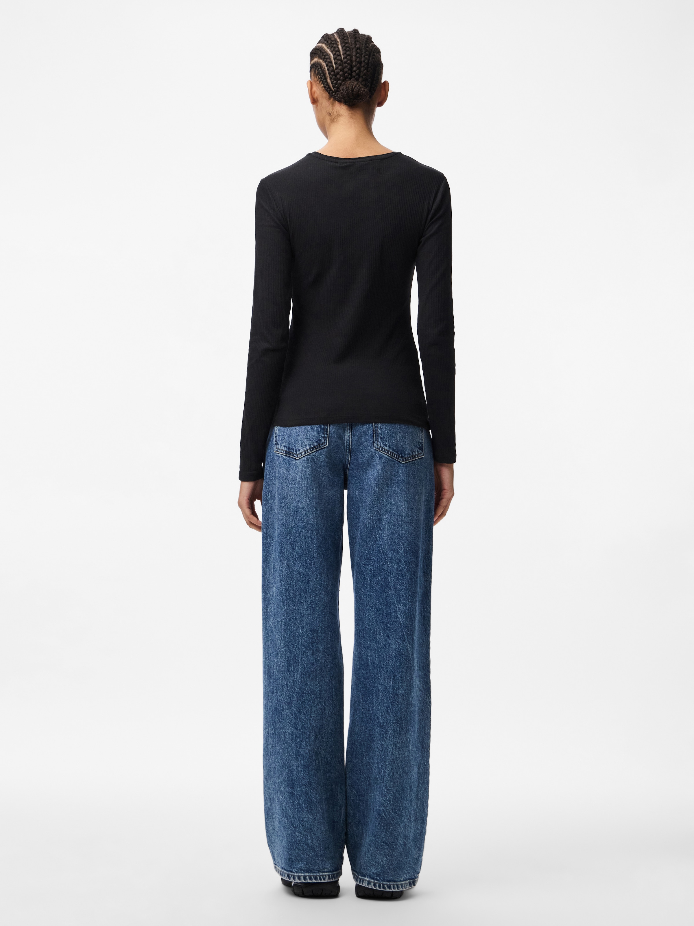 pieces T-shirt à manches longues »PCRUKA LS TOP NOOS BC« Mélange de coton, coupe slim
