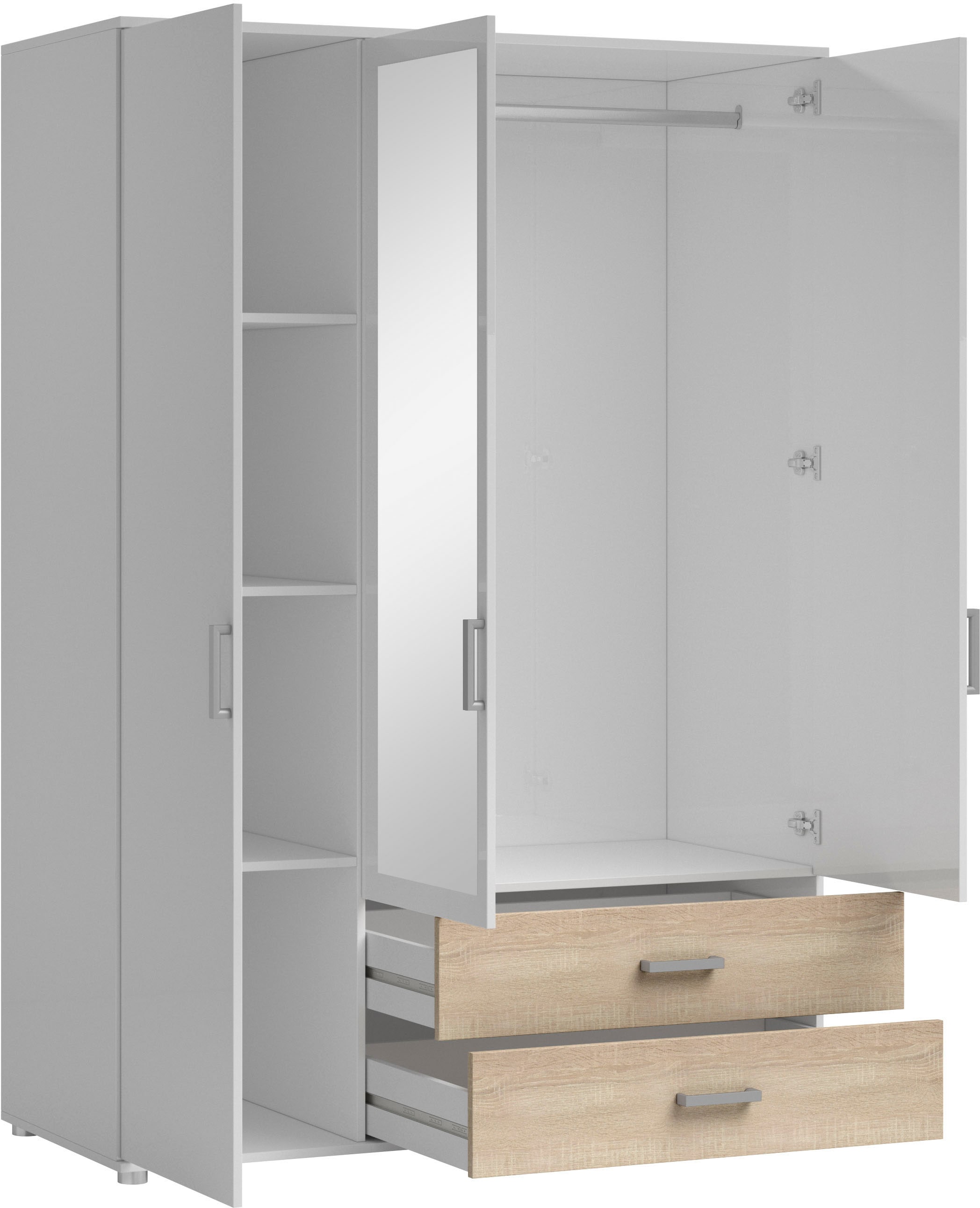 Schlafkontor »Ivar Kleiderschrank mit Spiegel« inklusive 2 Spiegeltüren und 2 farblich abgesetzten Schubkästen