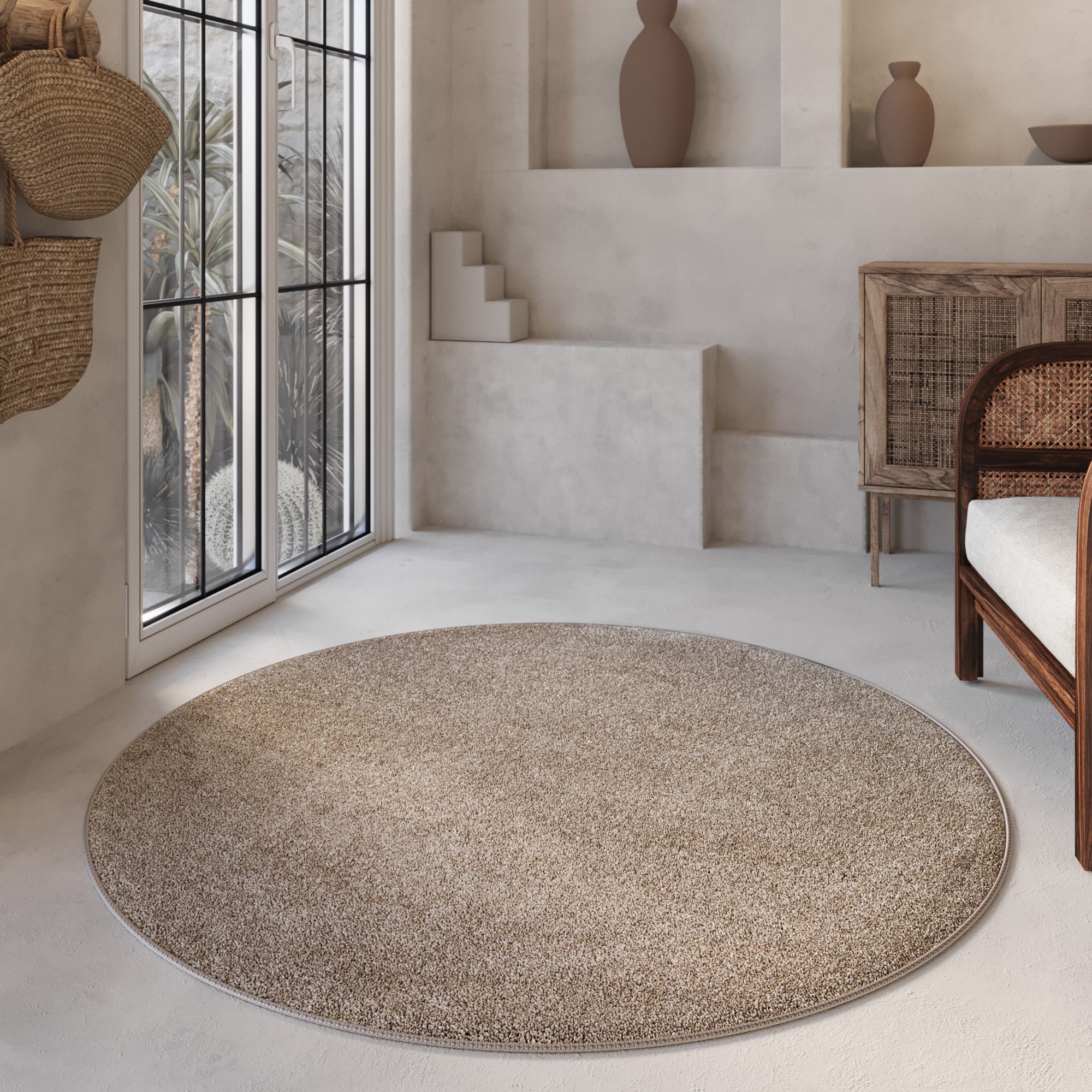 Wecon home Basics Tapis à poils longs »Nova« Rond 25 mm Höhe Shaggy, gewebt, robust, Wohnzimmer, Schlafzimmer