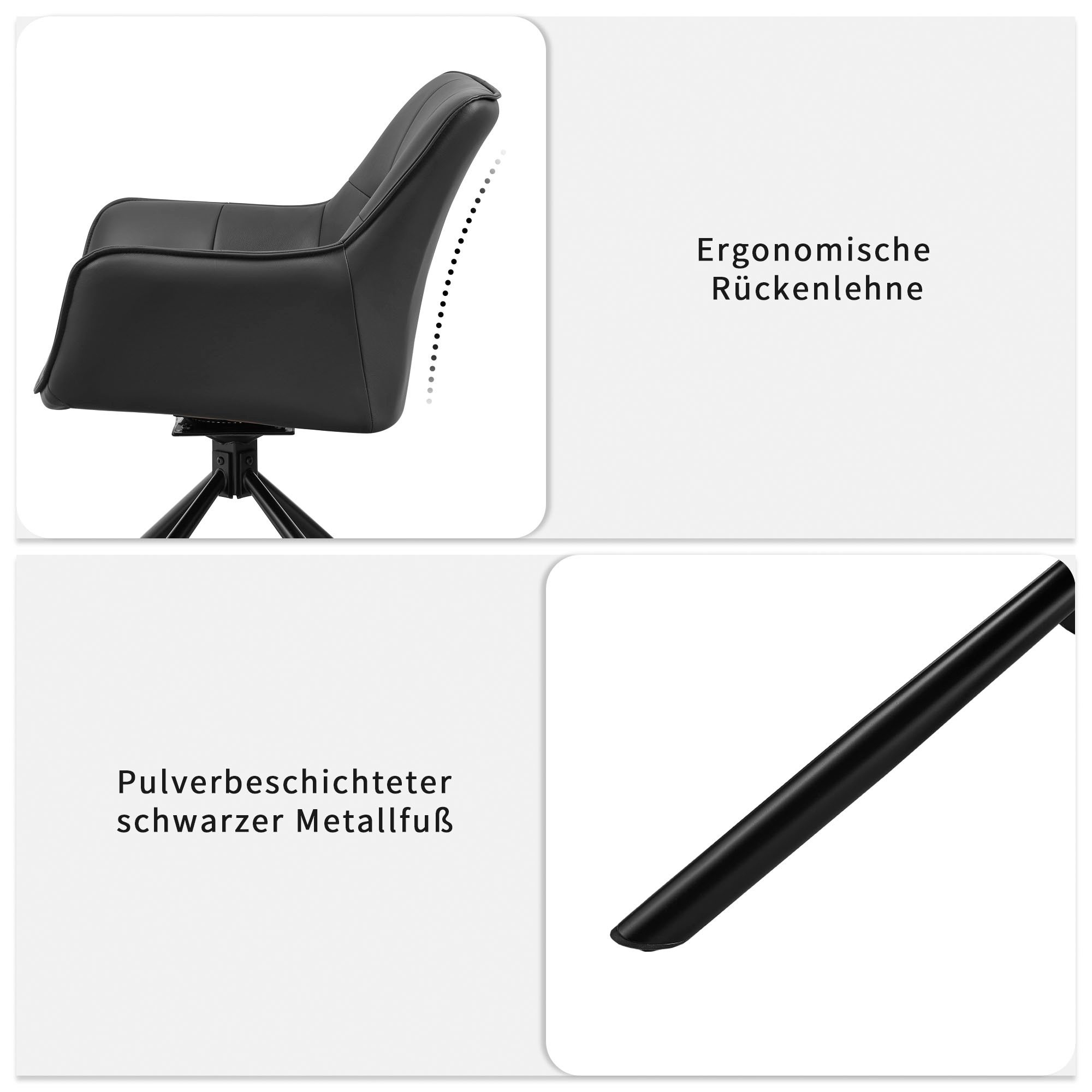 GOODproduct Drehstuhl »Lika« (Set) 2 Stk.echtes Leder, 360° Drehfunktion, Steppnähte, Metallgestell