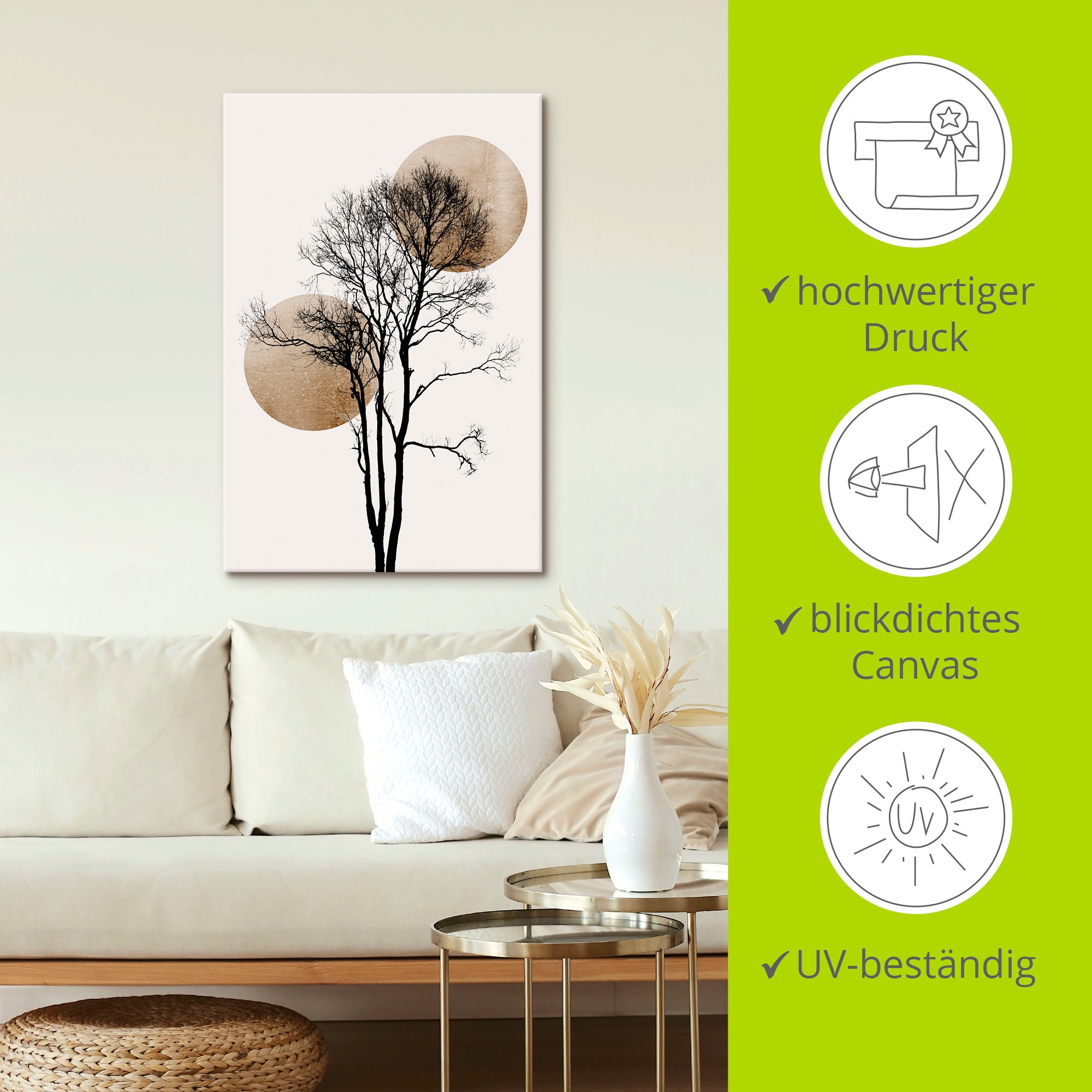 Artland Wandbild »Sonne und Mond versteckt« Baumbilder 1 Stk. tlg. als Alubild, Leinwandbild, Poster in verschied. Grössen