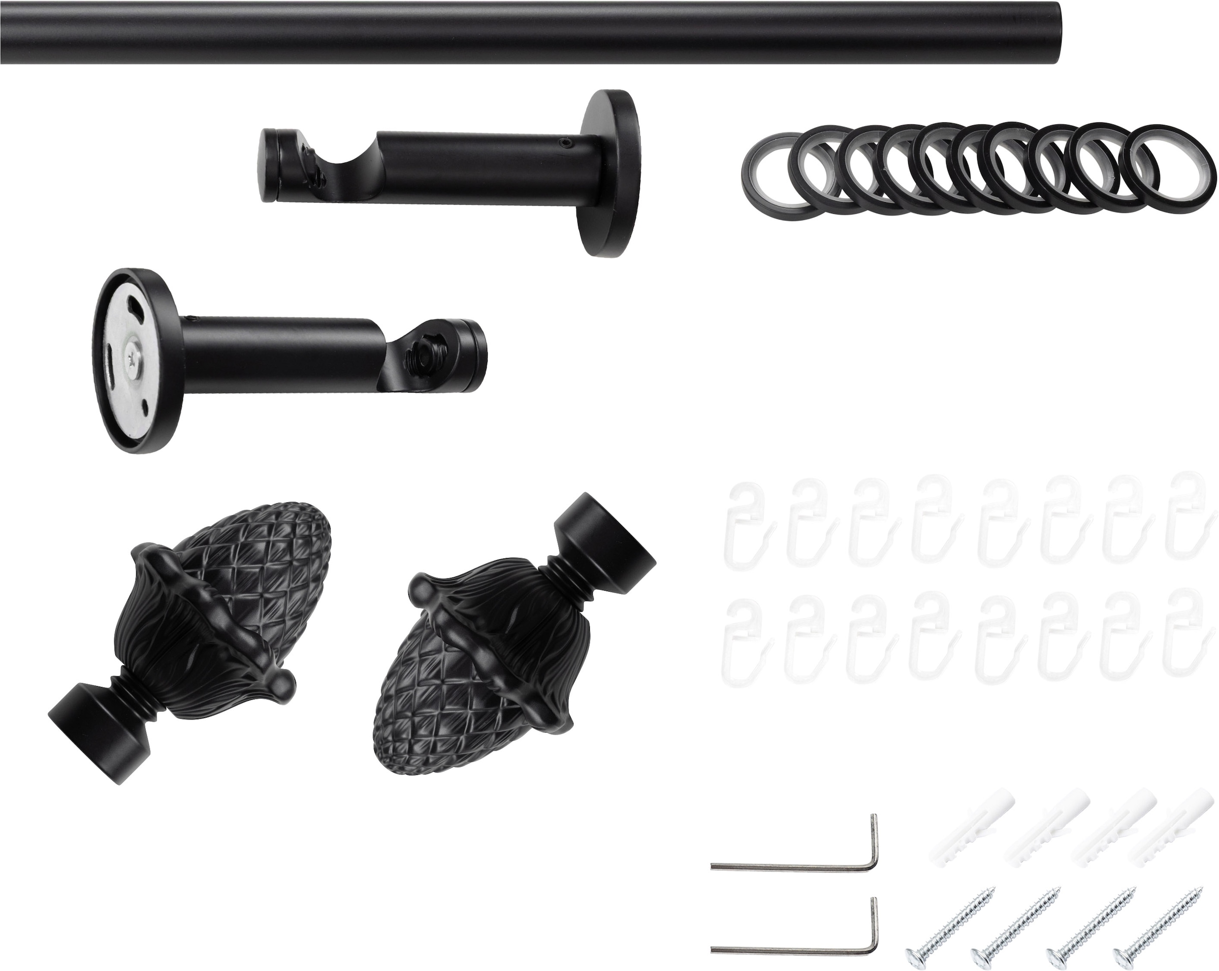 SN DECO GROUP Tringle à rideaux »Gardinenstange Nantes Ø 19 mm, 1-läufig, Fixmass, verschraubt« Ø 19 mm Fixmass;kürzbar