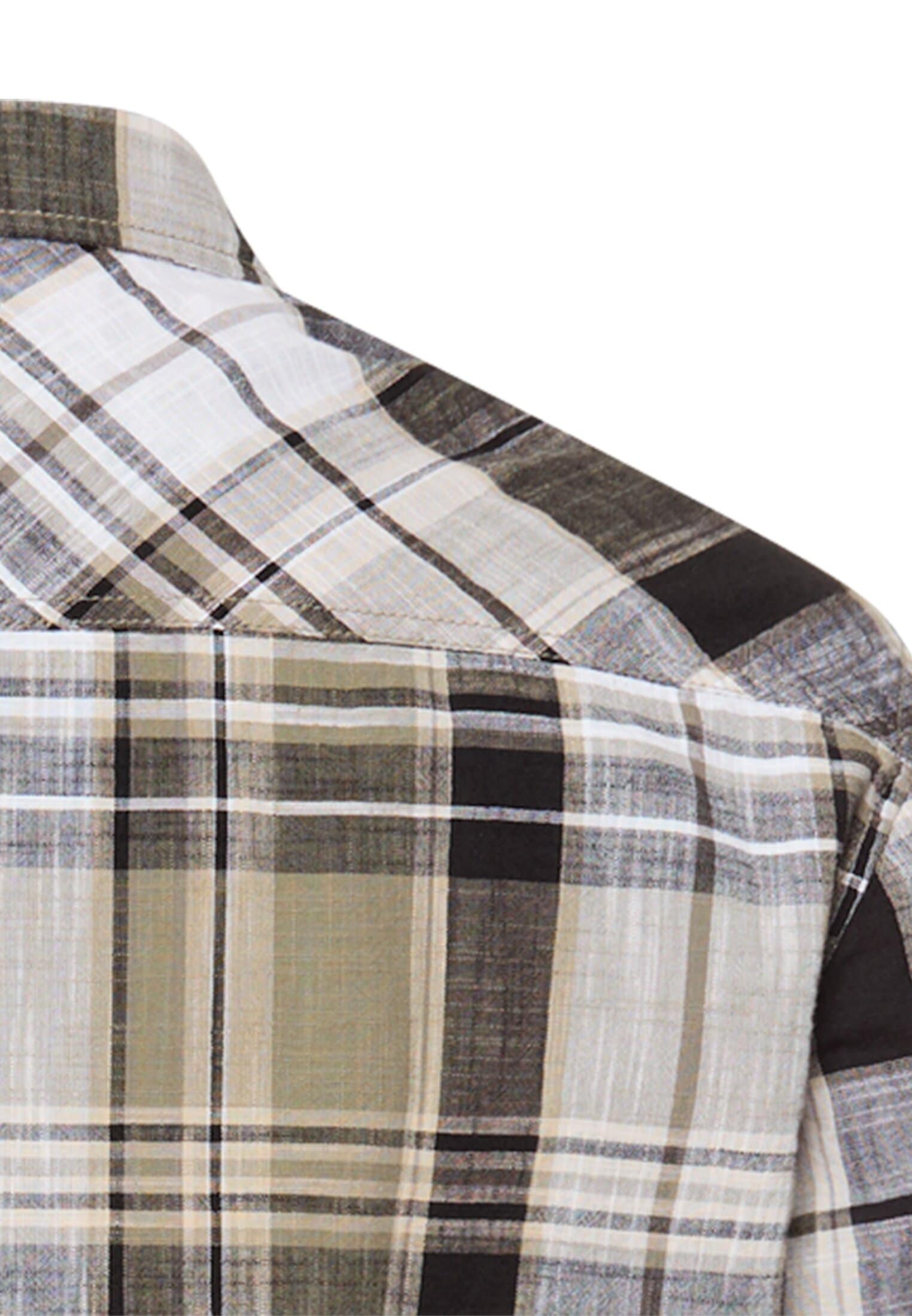 camel active Chemise à manches courtes manches courtes, motif à carreaux, coupe normale, col boutonné