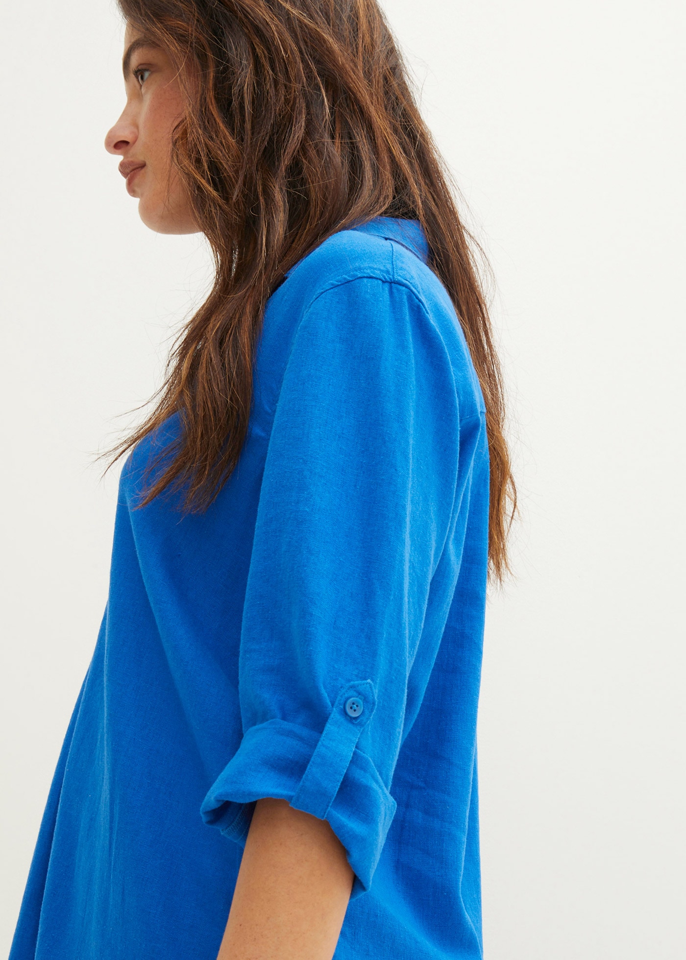 bonprix Langarmbluse »3/4-Arm Bluse mit Leinen« figurumspielende Passform, für vielseitige Alltagslooks