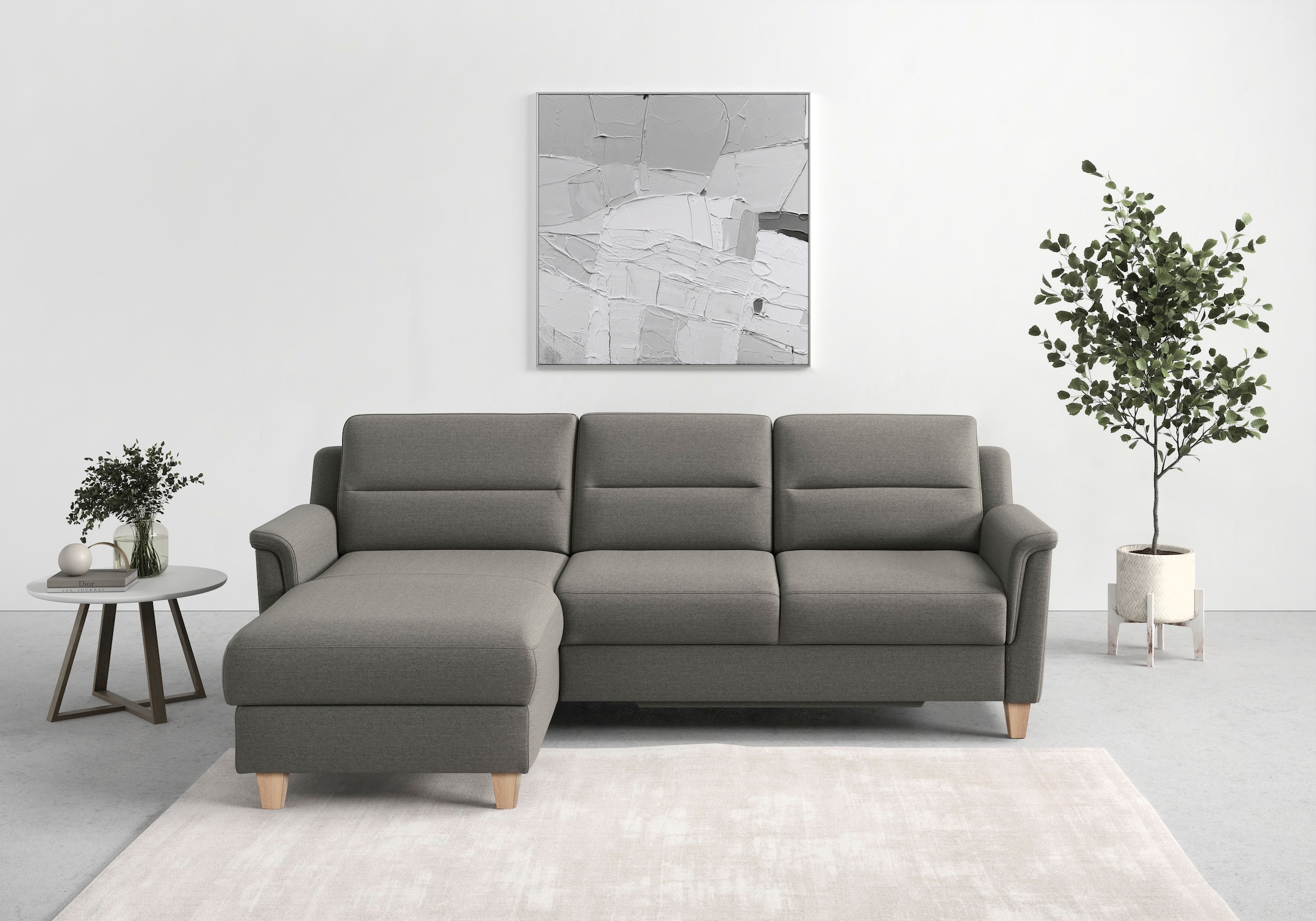 sit&more Canapé d'angle »Farö L-Form« comprend un ressort ensaché, option avec fonction lit et coffre de rangement