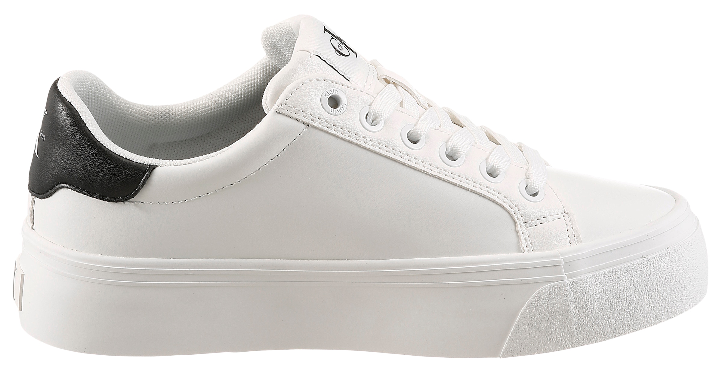 Calvin Klein Baskets à plateforme »VULC FLATFORM LACEUP LOW LTH«  Chaussure à lacets, chaussure basse, chaussure décontractée avec inscription logo latérale