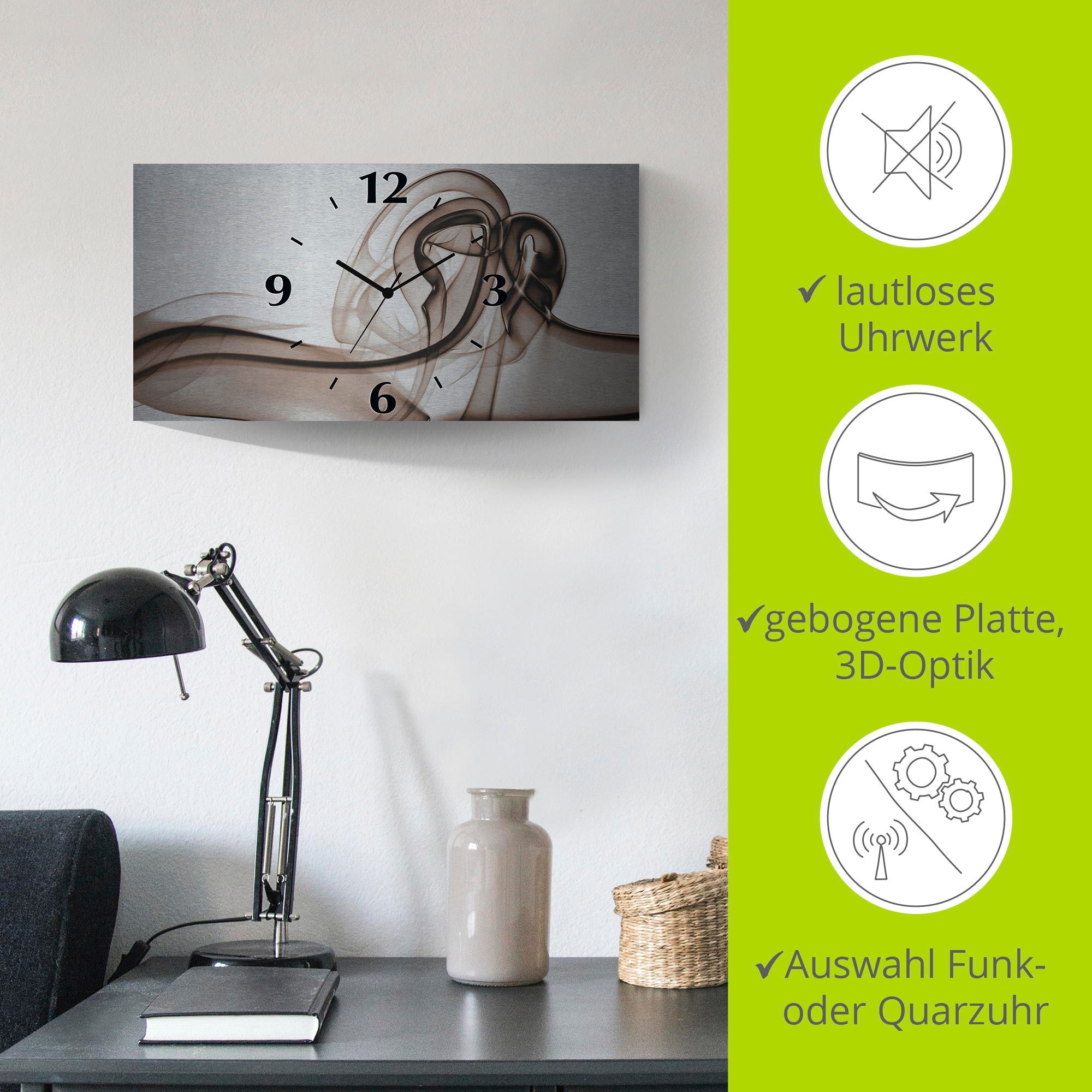 Artland Horloge murale »Aufeinandertreffen Hintergrund- braun« wahlweise mit Quarz- oder Funkuhrwerk, lautlos ohne Tickgeräusche