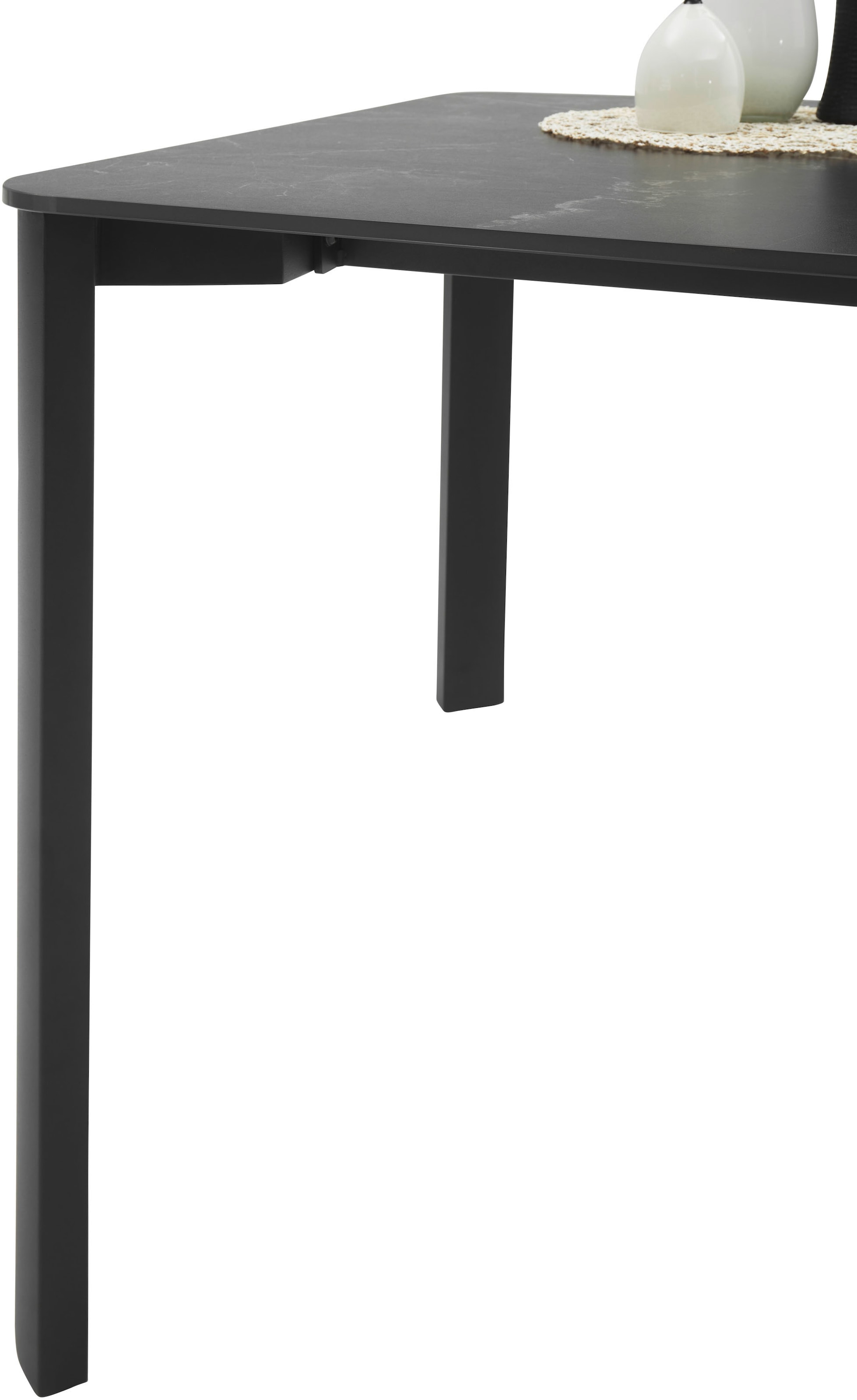 Stolkom Esstisch »Lenni Esszimmertisch Keramik, Schwarz marmoriert BxHxT 180x76x90 cm« Keramikoberfläche schwarz marmoriert, Metallgestell schwarz matt