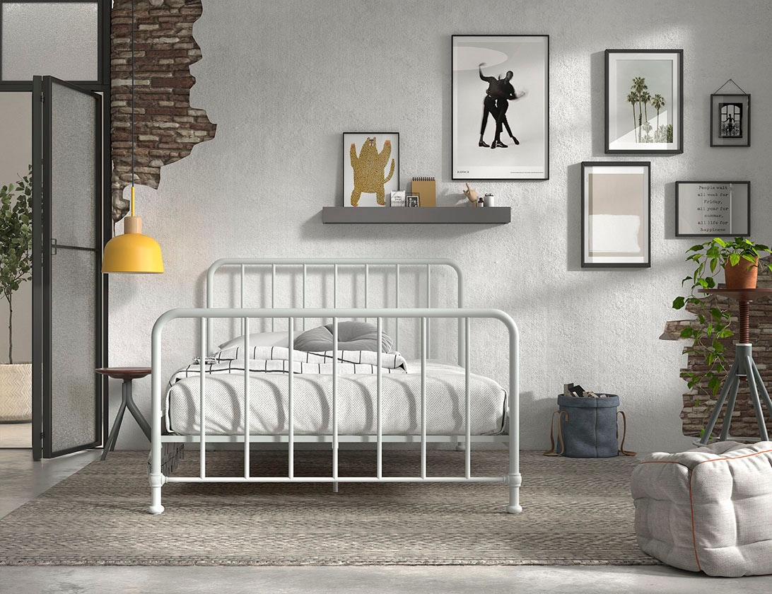 Vipack Metallbett »Bronxx, standfest gebaut, gradlinige Optik in zeitlosem Design« in 2 Grössen und verschiedenen Farben erhältlich,  inkl. Lattenrost, Mittelsteg und Fussstütze unter der Liegefläche