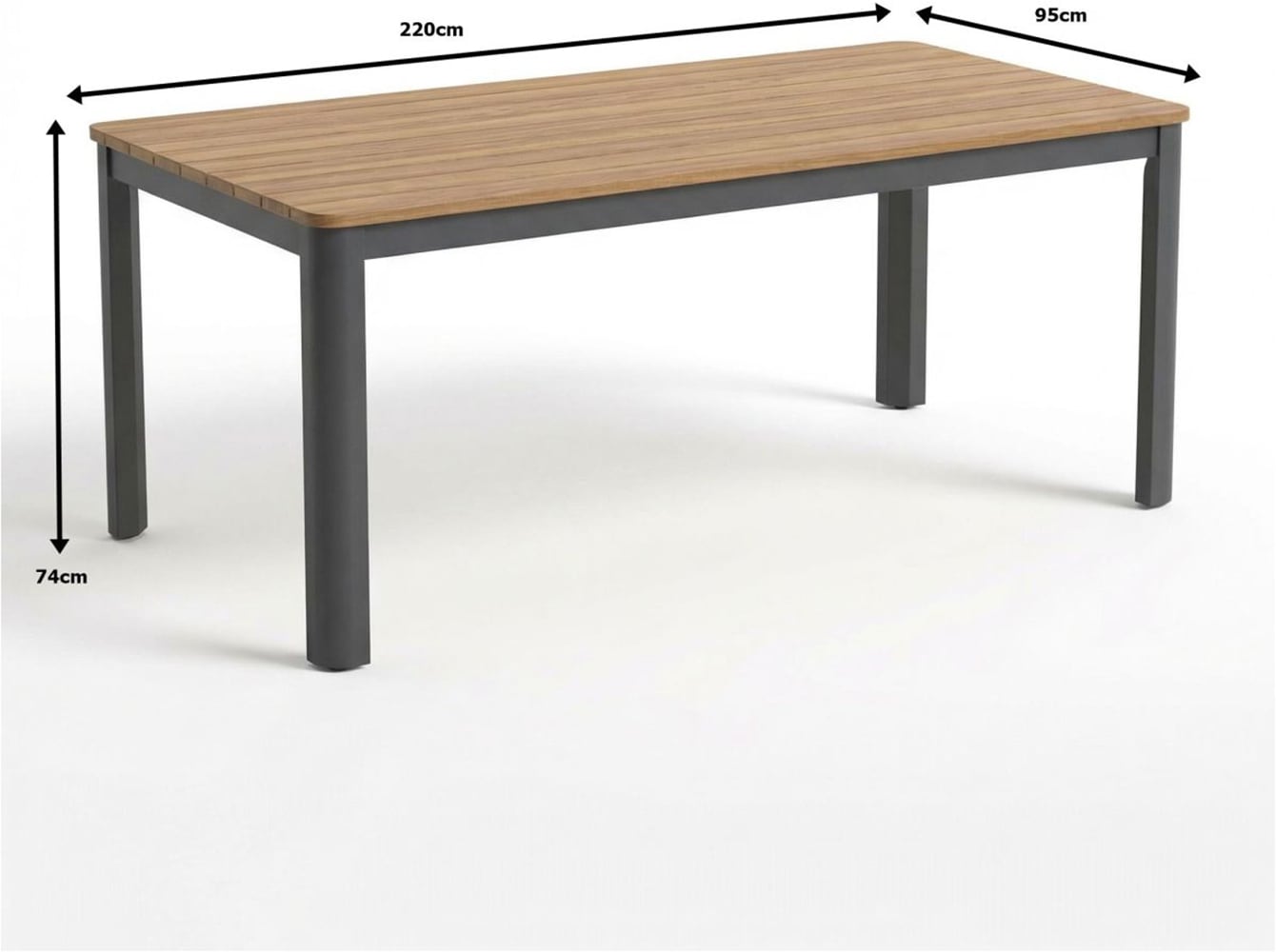 Ambiente Haus Salon de jardin »Garten 8er Set 220x95cm grau« Ensemble, 9 tlg.