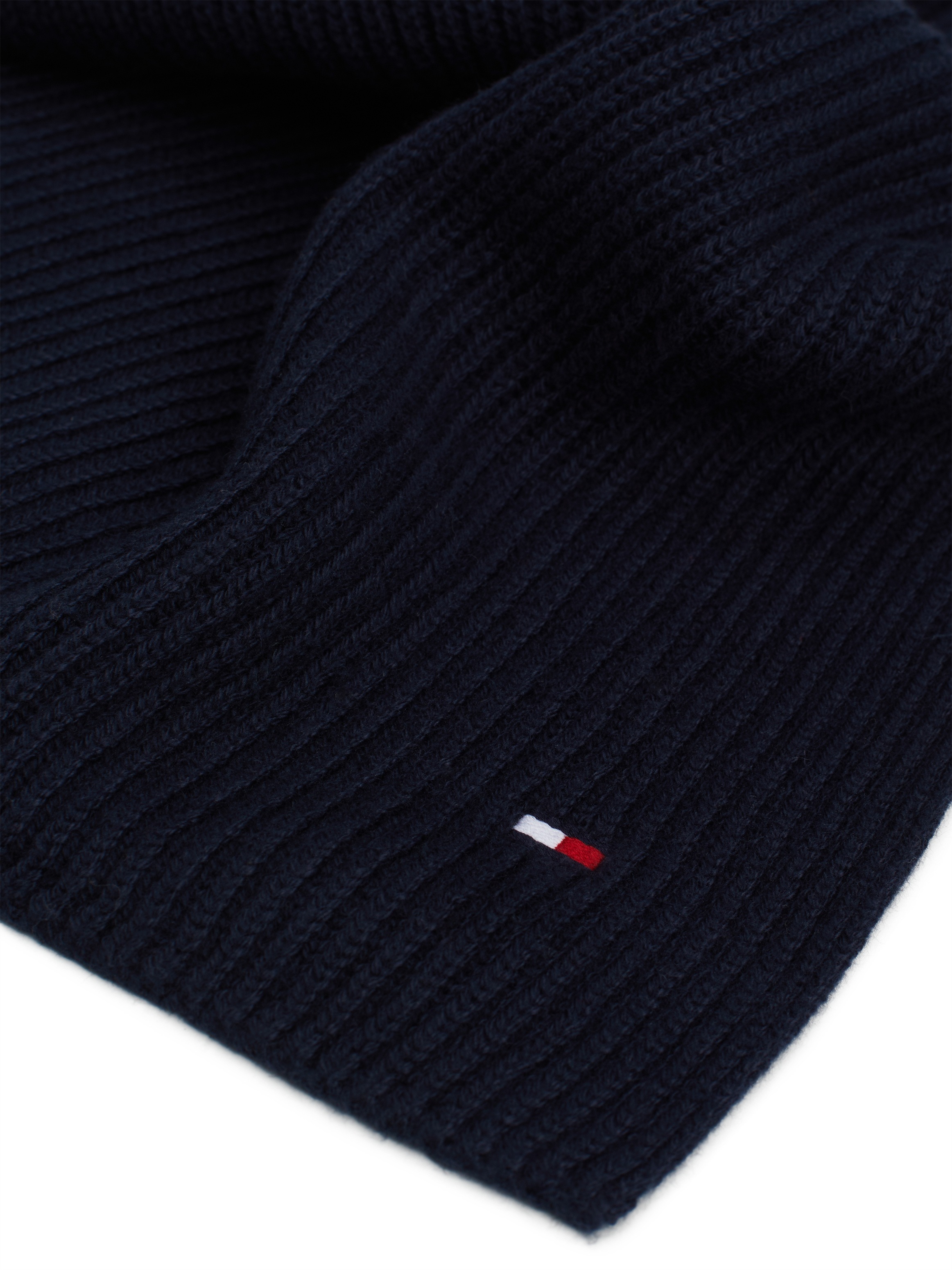 Tommy Hilfiger Écharpe tricotée »TH FLAG PIMA COTTON CASH SCARF« avec broderie logo, avec une part de cachemire Unisexe