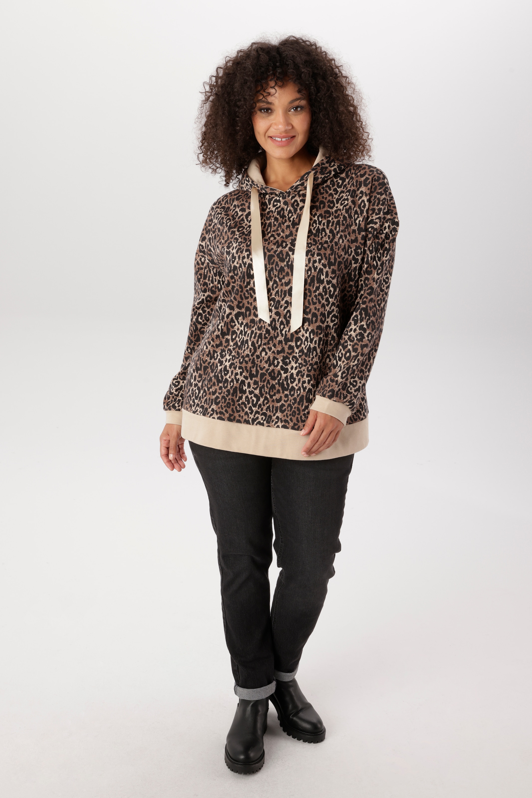 Aniston PLUS Sweat à capuche , en imprimé léopard tendance - NOUVELLE COLLECTION
