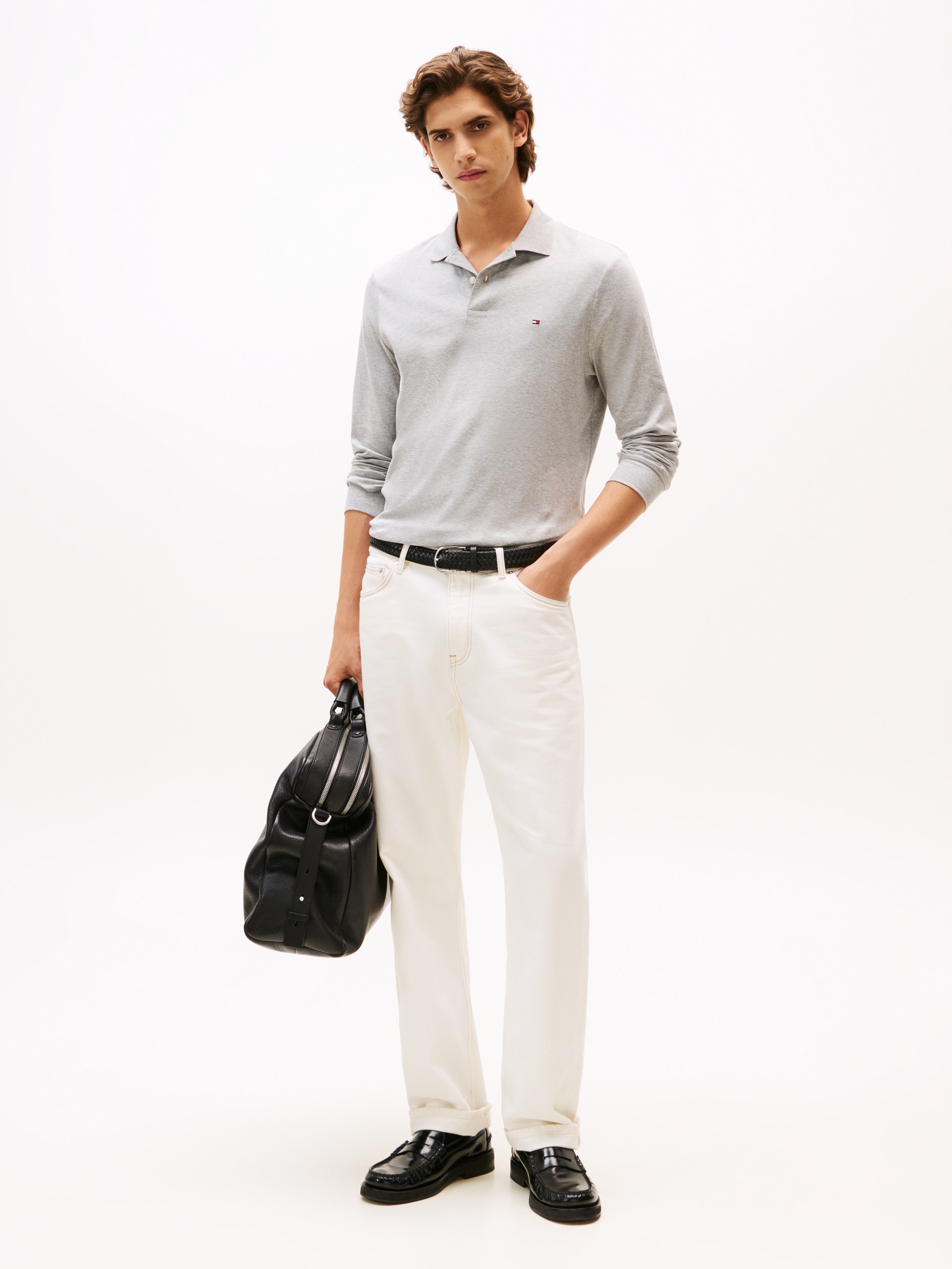 Tommy Hilfiger Langarm-Poloshirt »L/S LIQUID COTTON REG POLO mit Jersey und Markenlabel« unifarben, casual, regular fit, Baumwolle, Polokragen