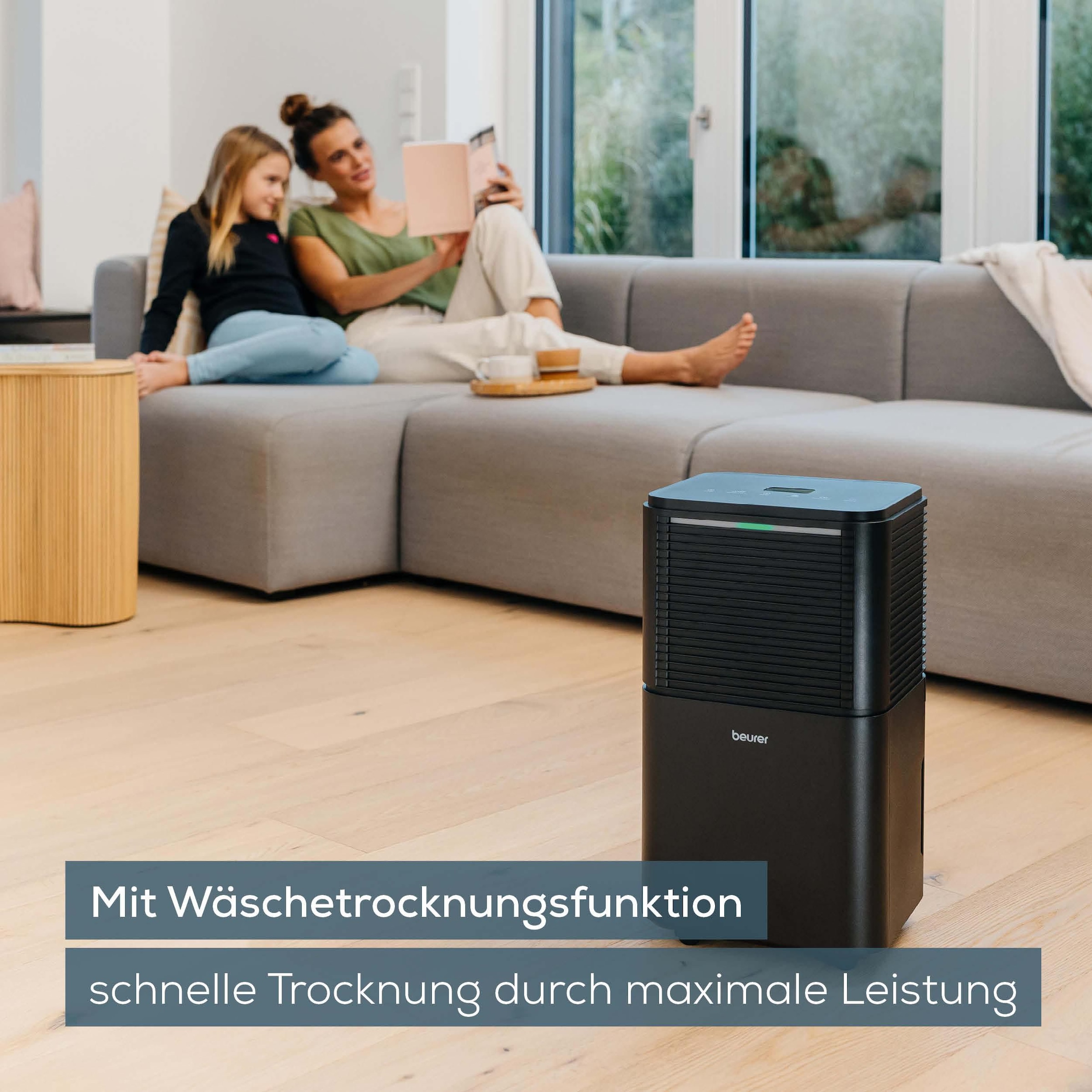 BEURER Déshumidificateur d'air »LE 150, leistungsstarke Entfeuchtung bis zu 12 Liter pro Tag« Entfeuchtung 12 l/Tag Tank 2 l Mit Automatikmodus, Einstellung der Wunschluftfeuchtigkeit, Nachtmodus