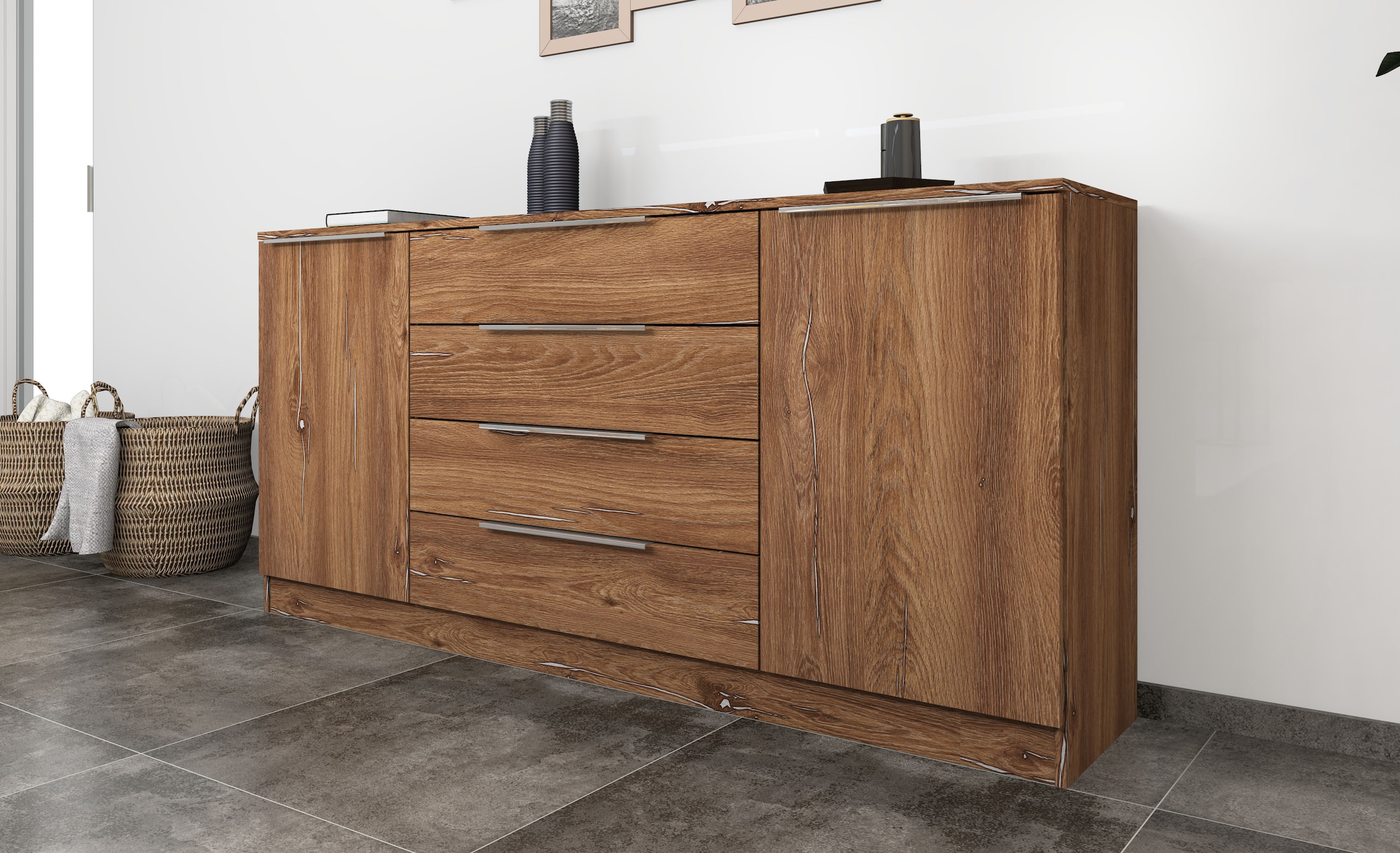 borchardt Möbel Commode »Oliva, Kommode mit Metallgriffen« mit 4 Schubkästen