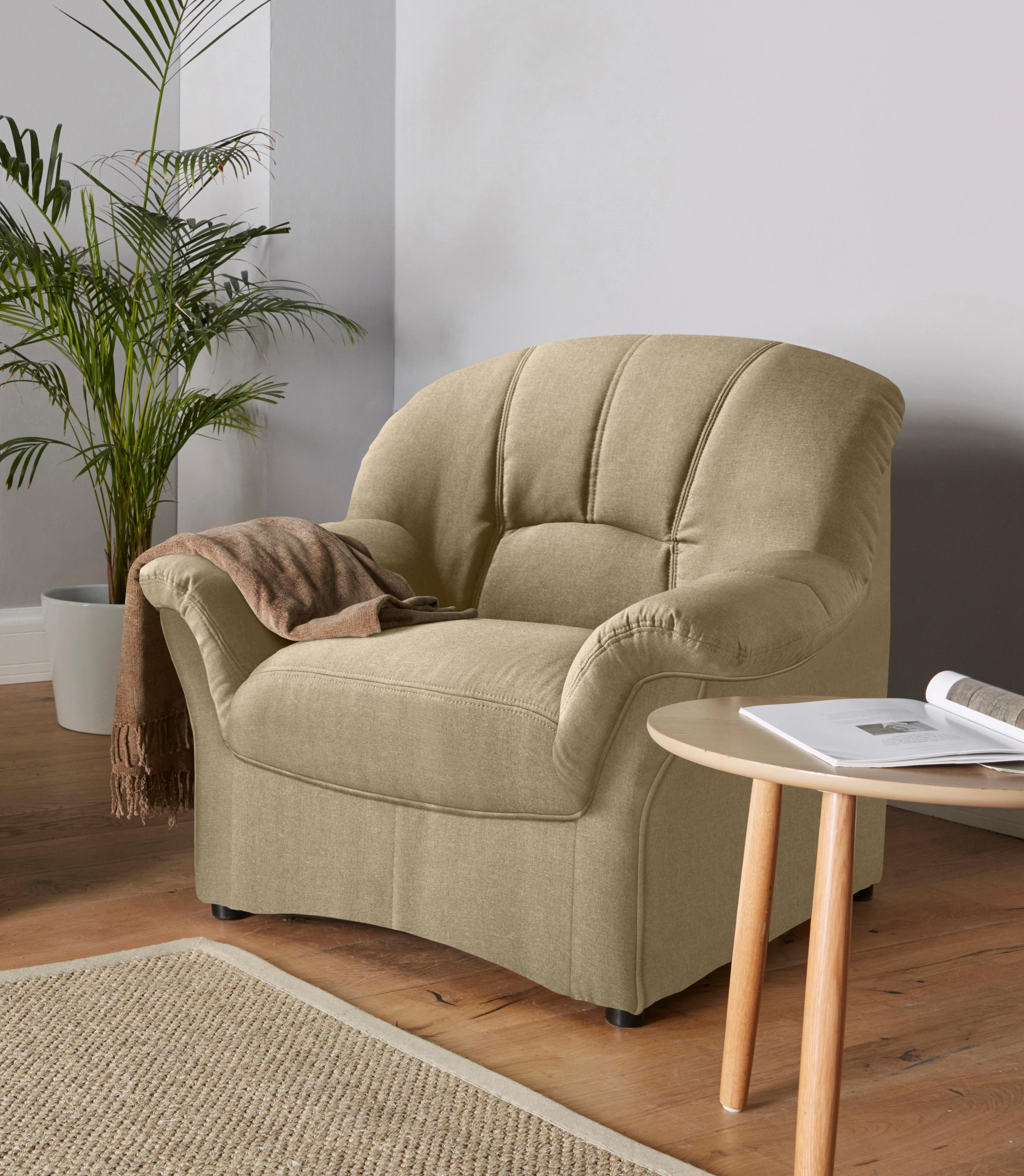 DOMO collection Sessel »Bahia zeitlos, elegant mit bequemen Armlehnen« inklusive Federkern