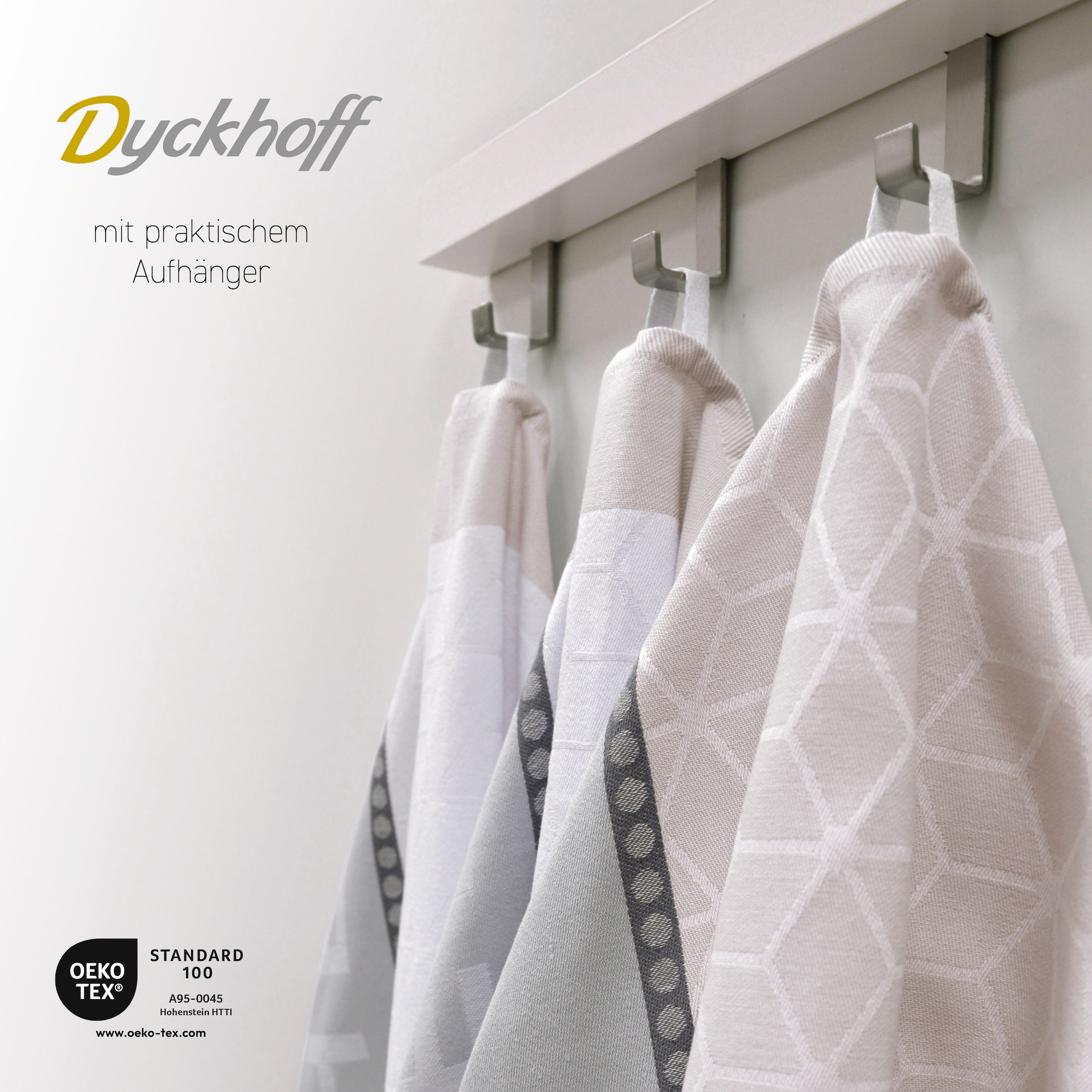 Dyckhoff Geschirrtuch »HOME & KITCHEN, Masse je Tuch ca. 50x70 cm, aus 100% Baumwolle« mit zwei verschiedenen Motiven