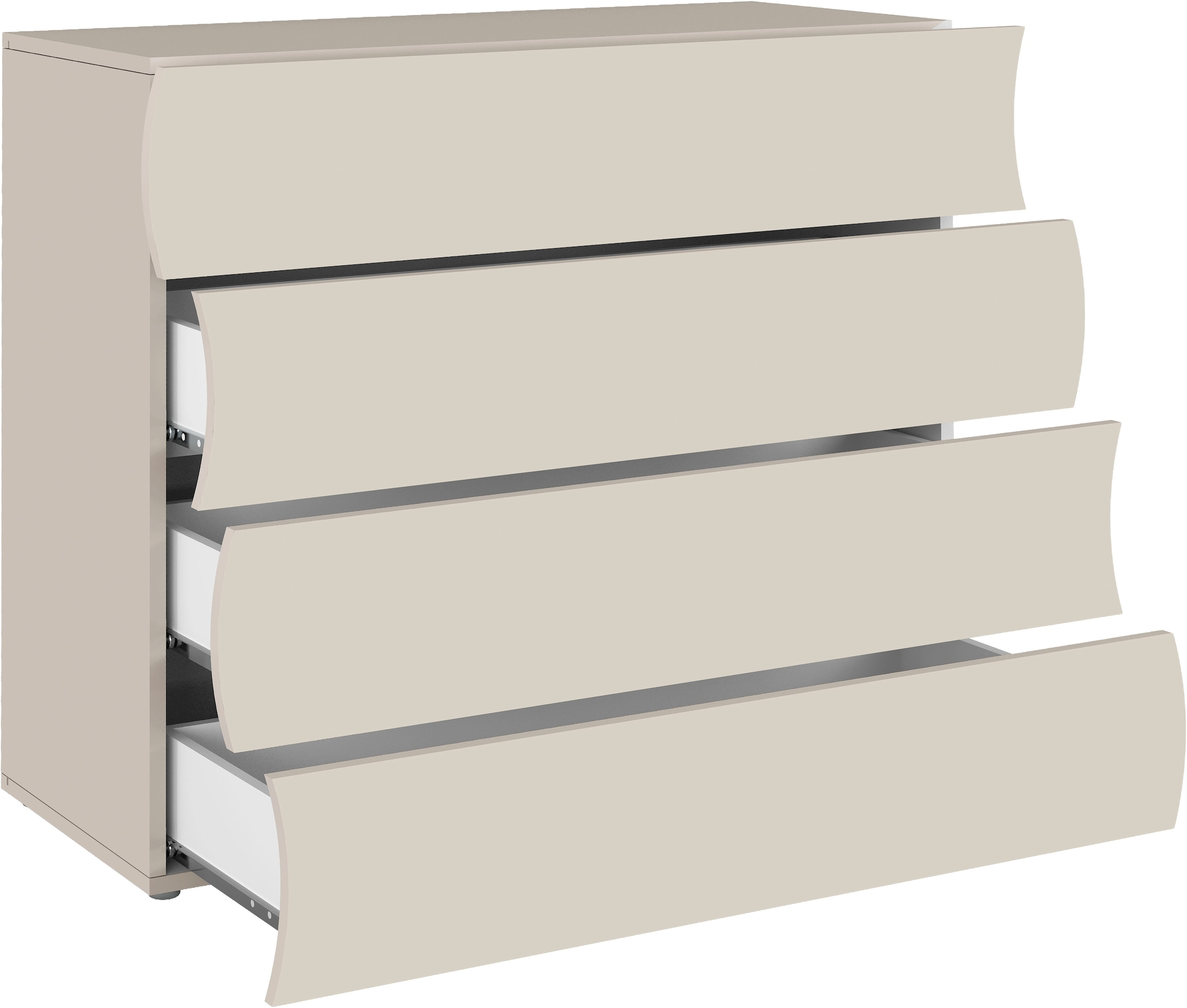 Home affaire Commode »Onda Schubladenschrank, Kommodenschrank, Made in Italy« Onda, 89 cm de large, cachemire mat, avec 4 tiroirs, fabriqué en Italie