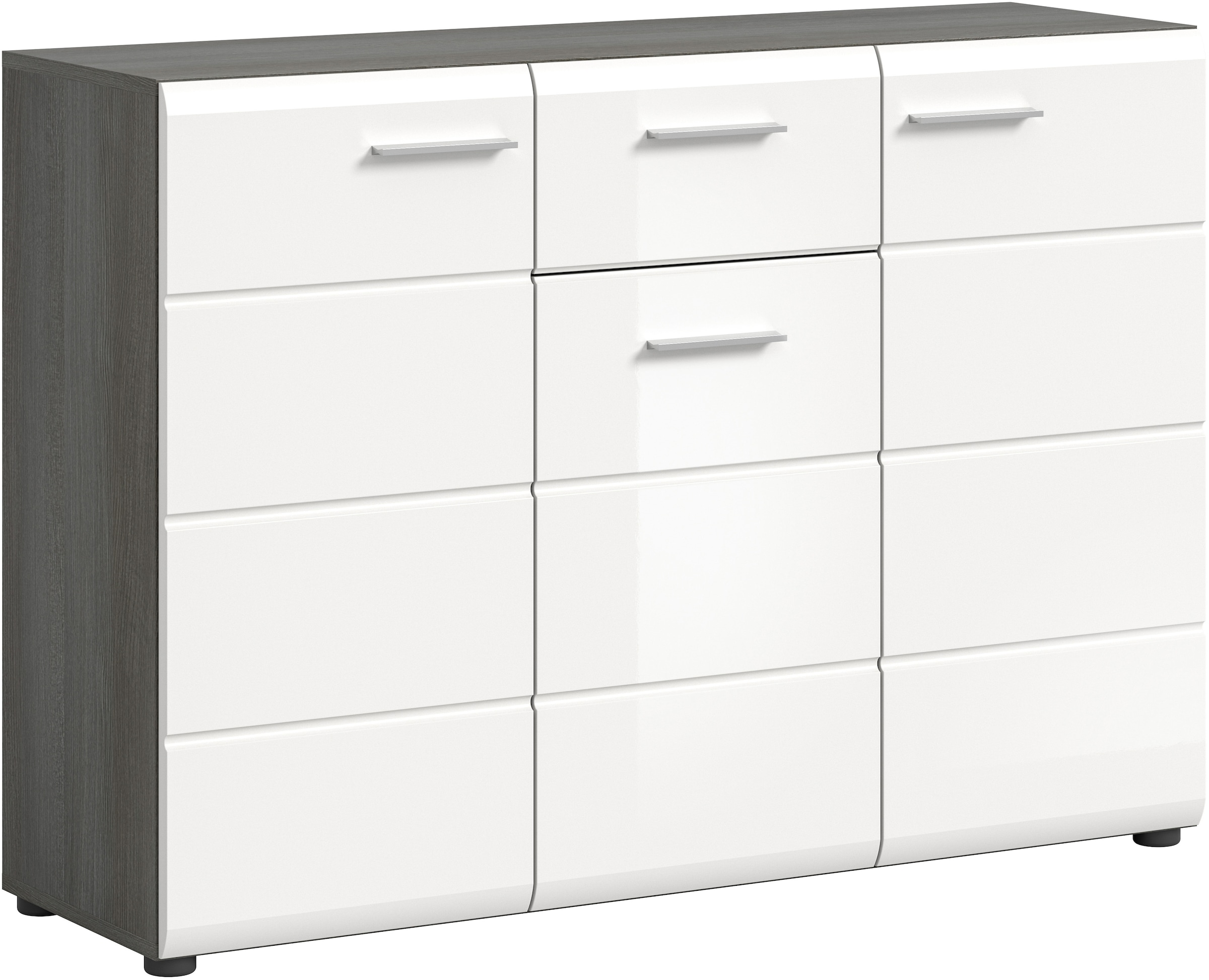 Home affaire Sideboard »Rumba, Breite 120cm, in Rauchsilber Nachbildung/Weiss Hochglanz« Kommode, Sideboard, Schrank