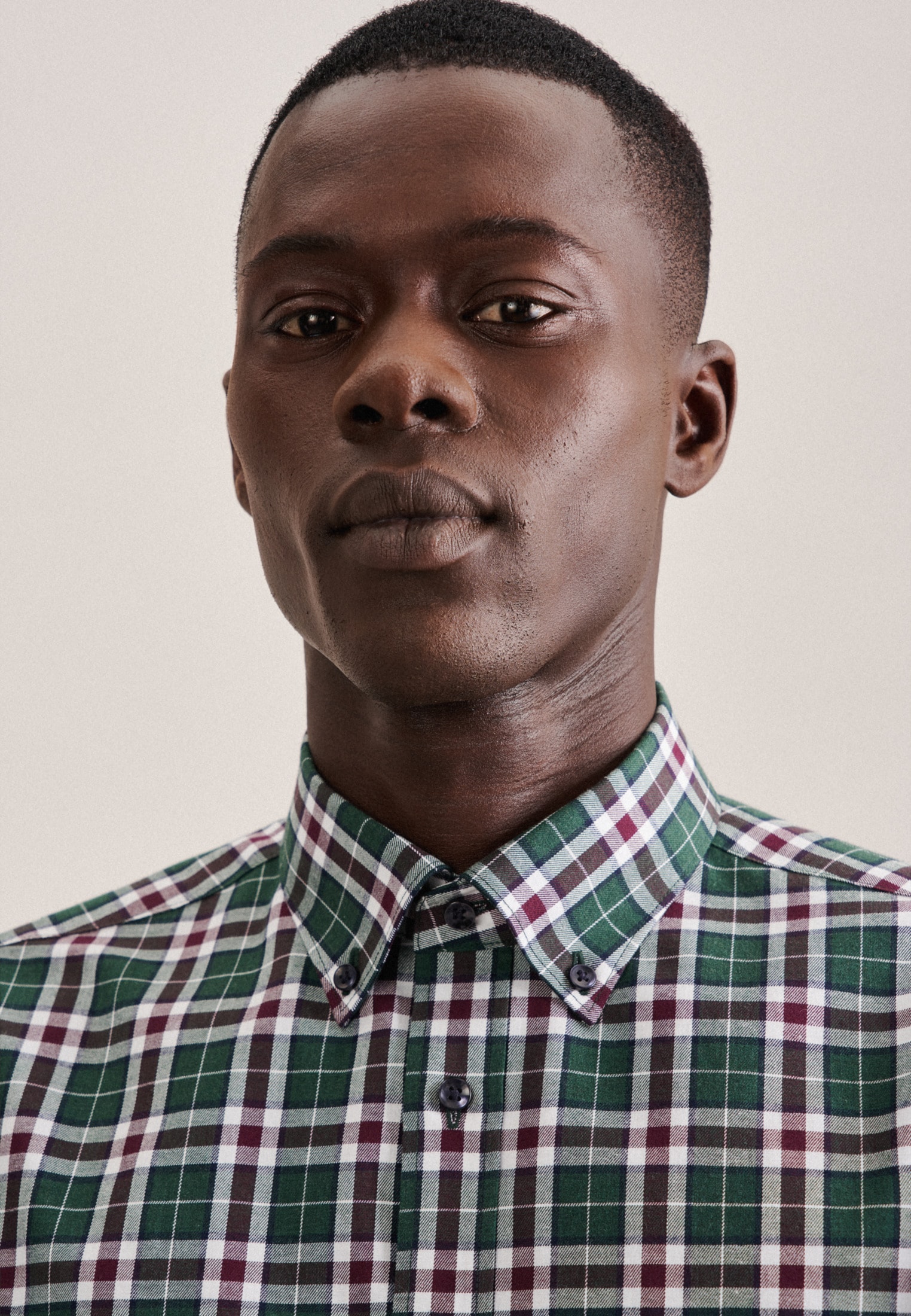 seidensticker Chemise en flanelle »Slim« Slim 1/1 Button-Down-Kragen Karo