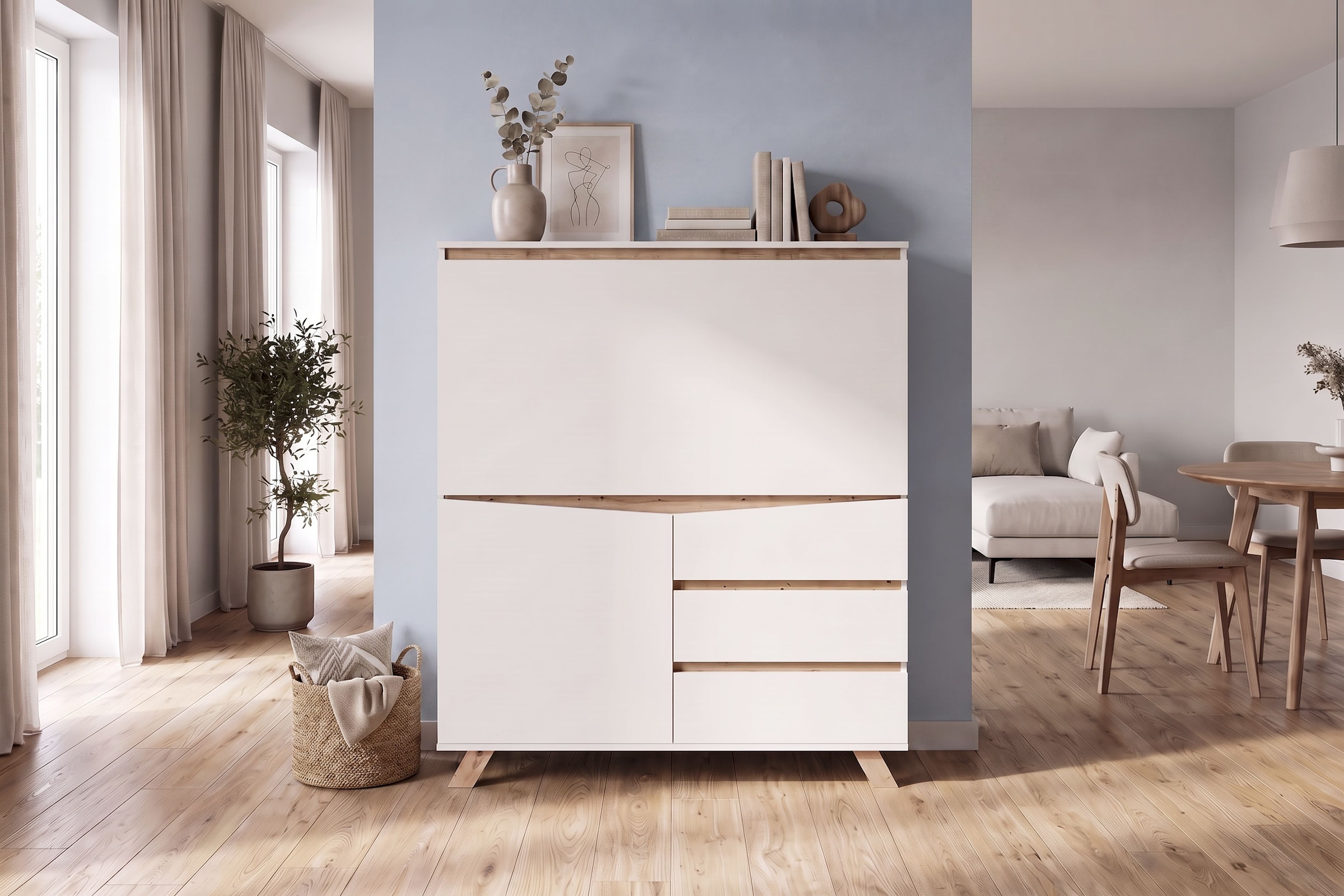 GOODproduct Sekretär »Vaux« 1 Stk. tlg. Kaschmir / Artisan Eiche (Eiche-Optik), Klapptür, Stauraum, B: 120 cm