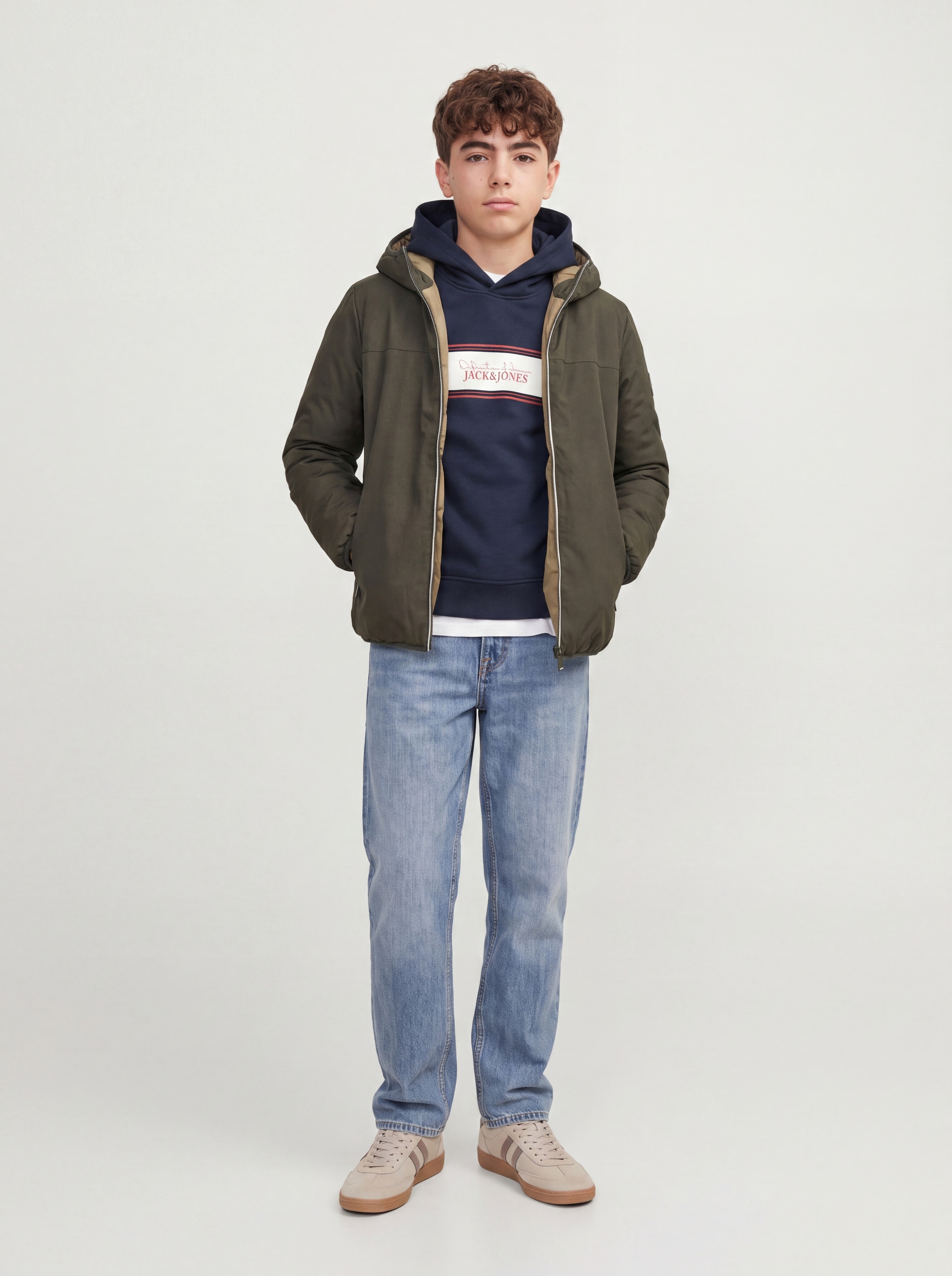 Jack & Jones Junior Sweat à capuche »JJBUSTER SWEAT HOOD BTS SN JNR«, mélange coton, coupe régulière
