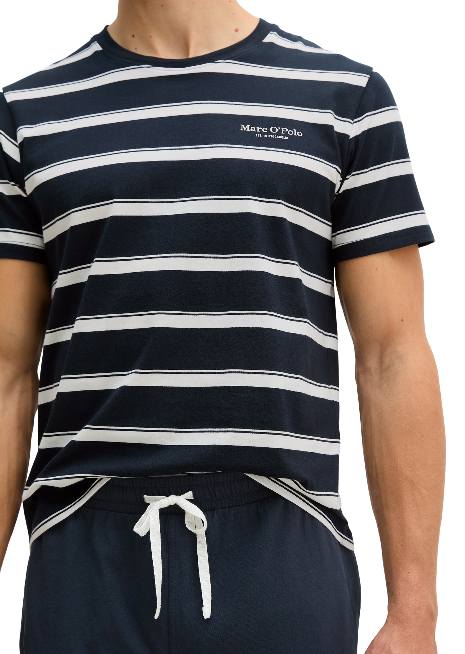 Marc O'Polo Shorty »Mix N Match Cotton« 2 pièces avec haut rayé, col rond et manches courtes