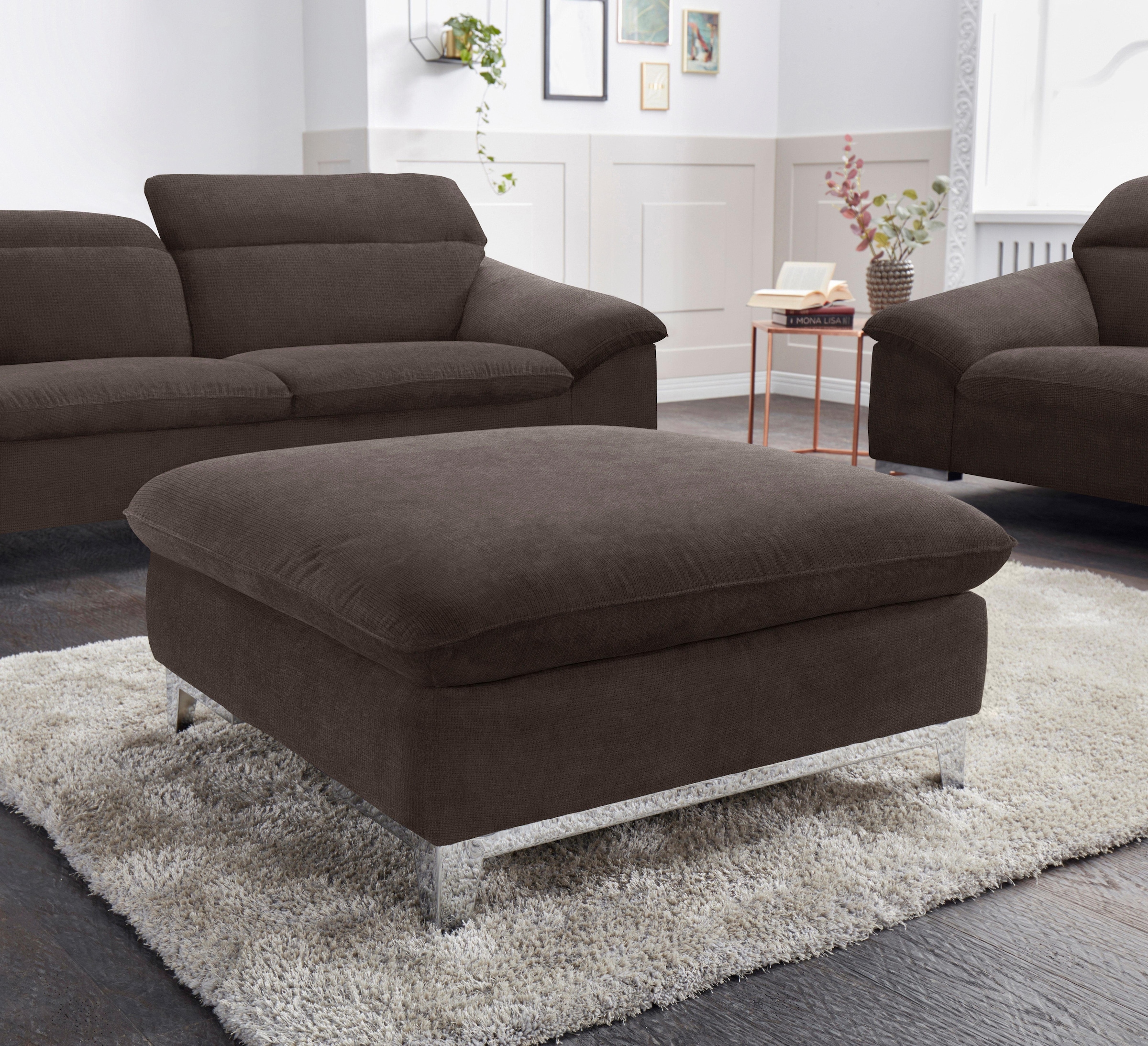 COTTA Ensemble rembourré »Teresa L-Form« Set,  Set bestehend aus: Ecksofa mit Kopfteilverstellung & Hocker