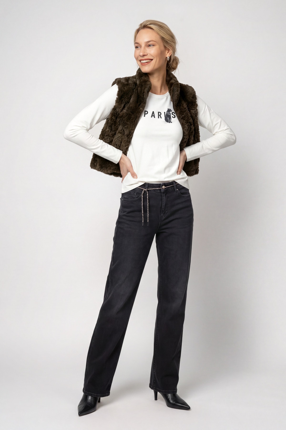 Monari Fellimitatweste »Weste Basic fake fur« Regular fit mit Stehkragen