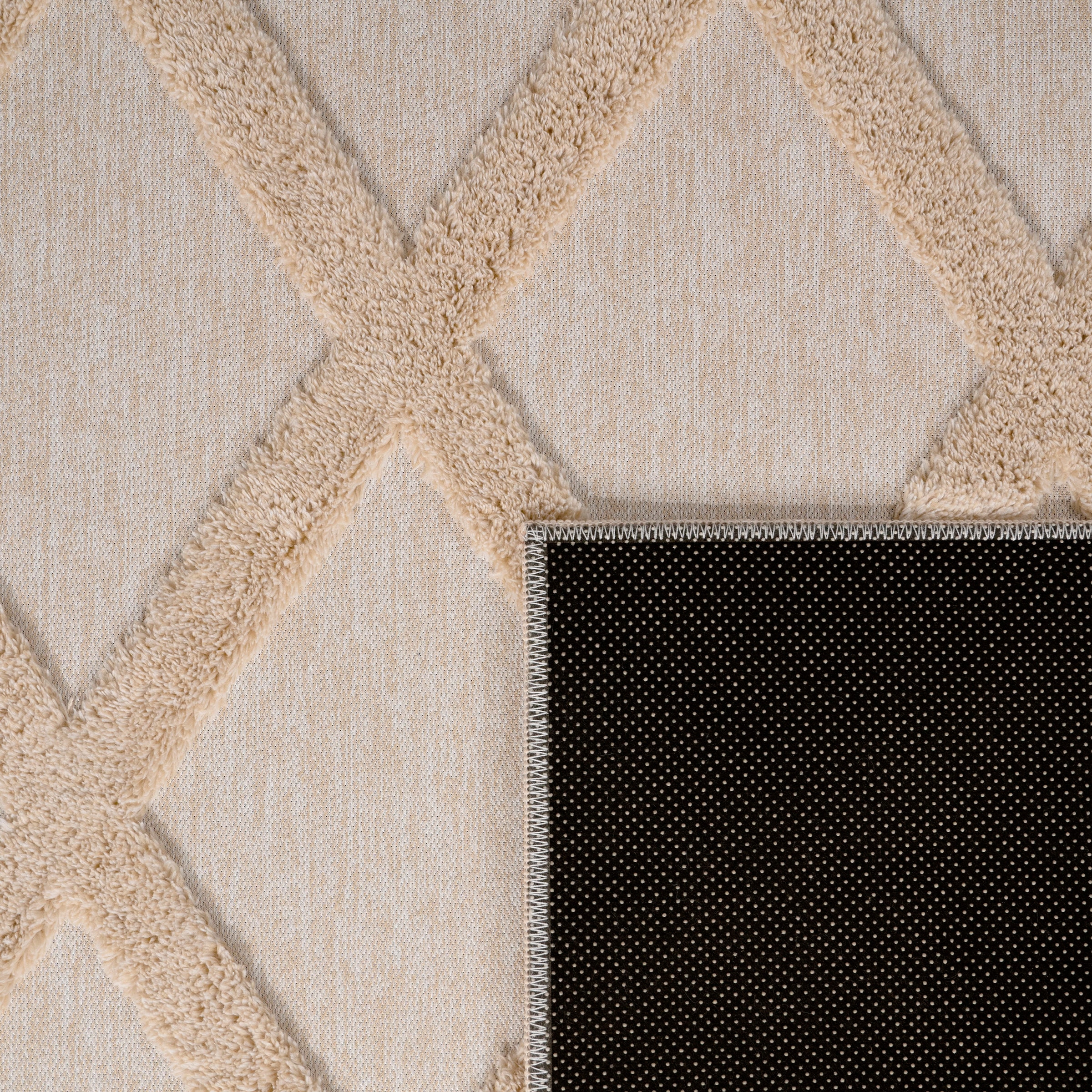 Paco Home Teppich »Utrecht 642« rechteckig 4 mm Höhe Kurzflor, Uni Farben, 3D-Design, Rauten Muster, Hoch-Tief Effekt
