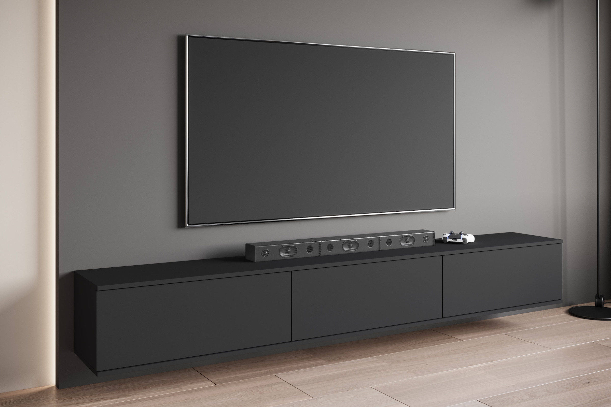 GOODproduct Lowboard »Kenia TV-Schrank, 220 cm breit, mit 3 Klappen« 1 Stk. tlg. Stand- oder Hängemontage, stilvolles Design