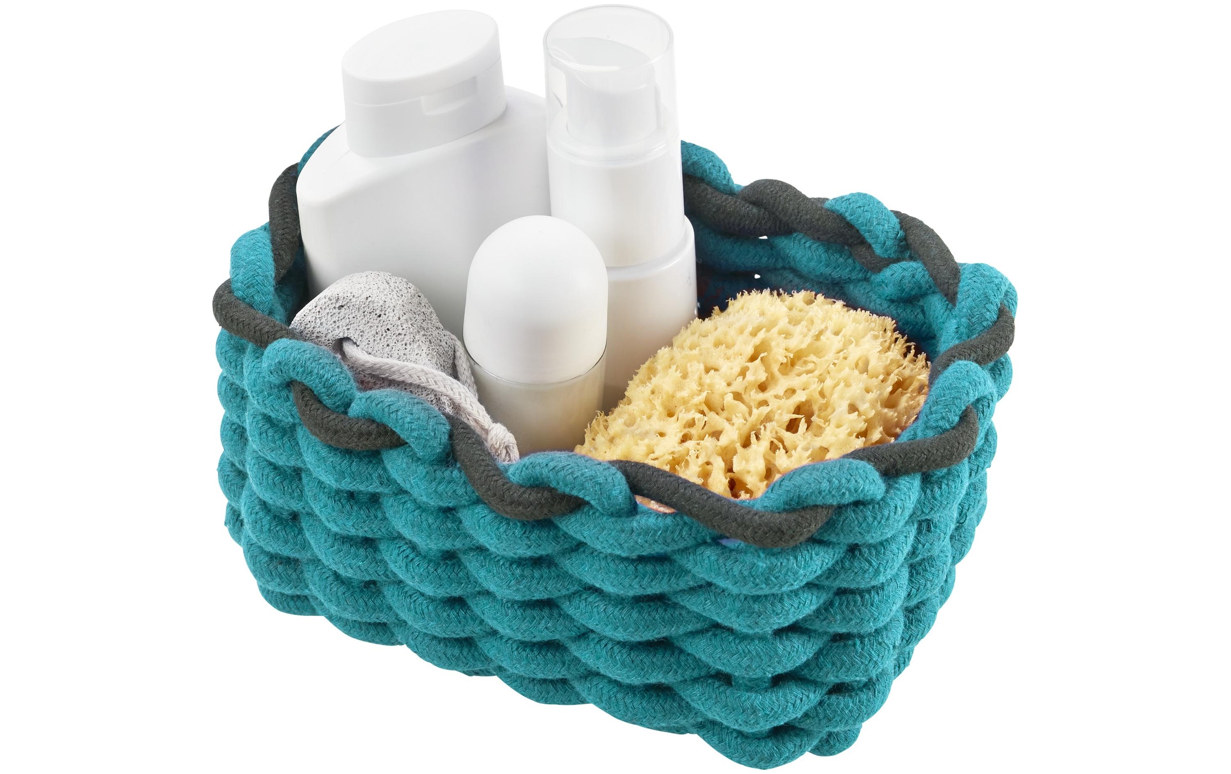 diaqua® Panier de rangement »Cord 20 x 14 x 10 cm, Petrol/Schwarz«