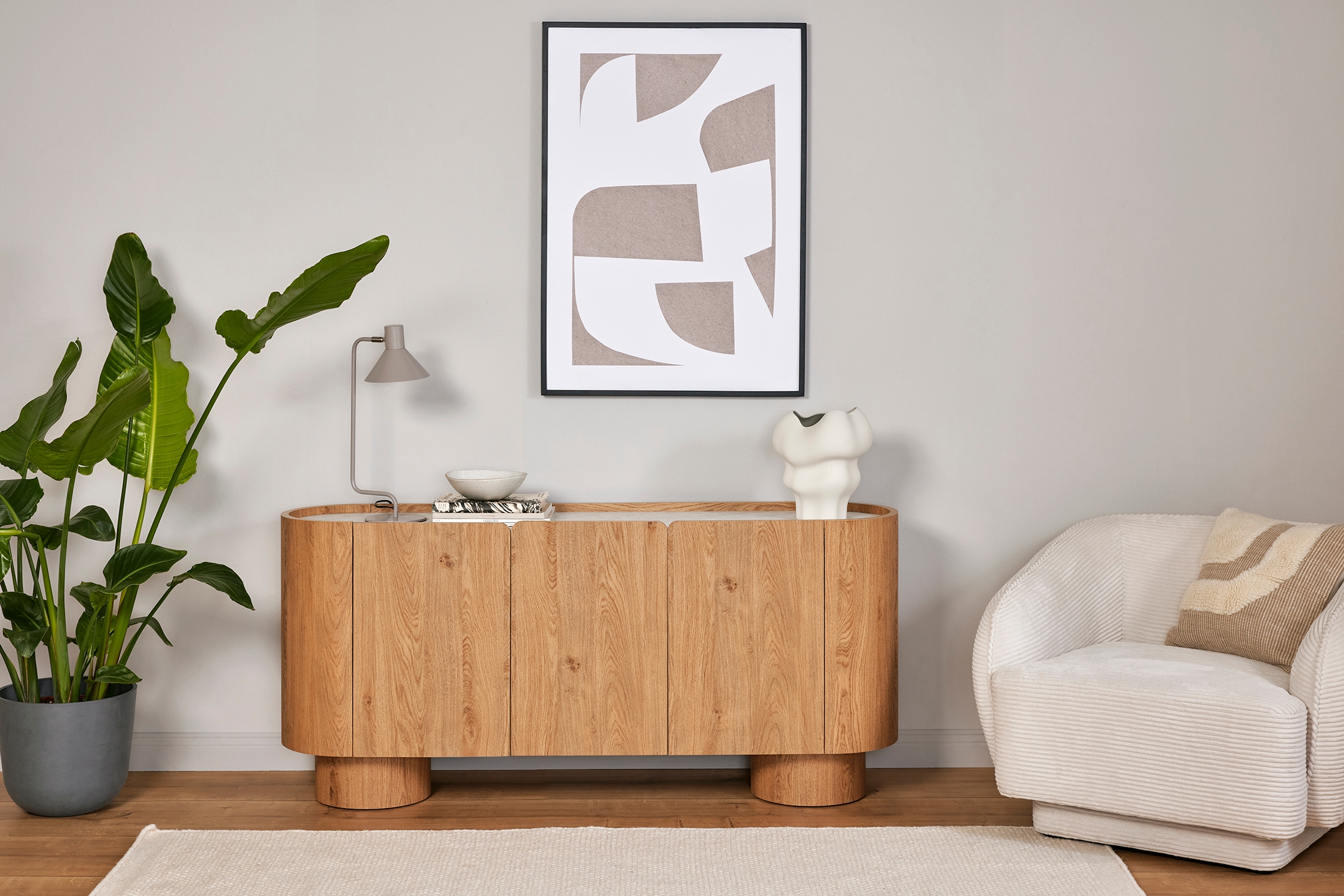 Jahnke Buffet »CIRCO SB 160« 1 cuis tlg. Buffet, 3 portes, design arrondi, aspect marbre, largeur 160 cm