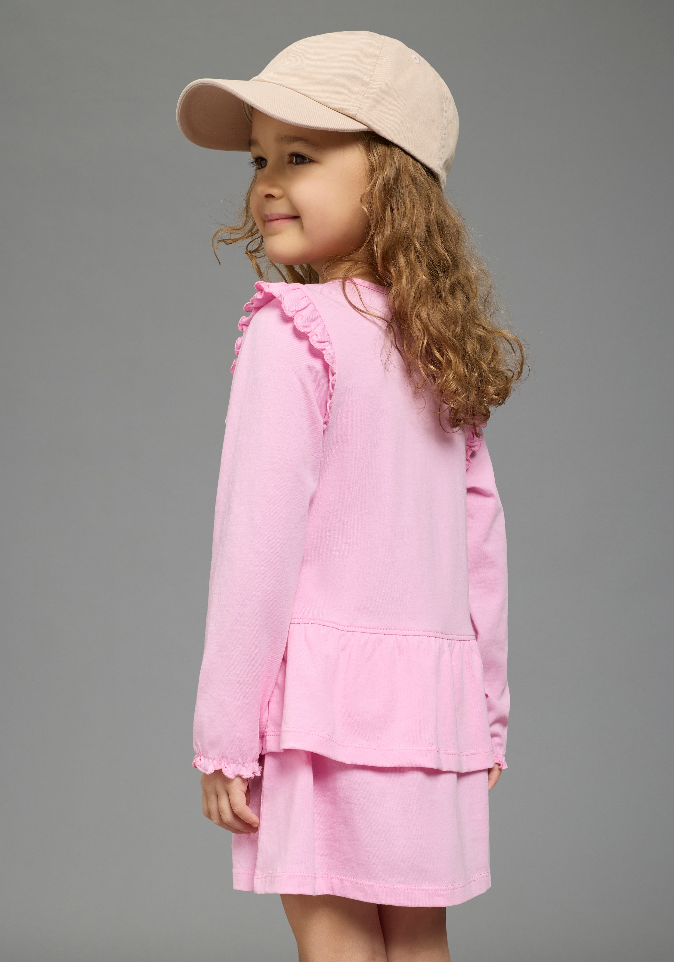 KIDSWORLD Robe en jersey »Süsses Shirtkleide mit Einhorn-Druck« pour filles, en single jersey de coton