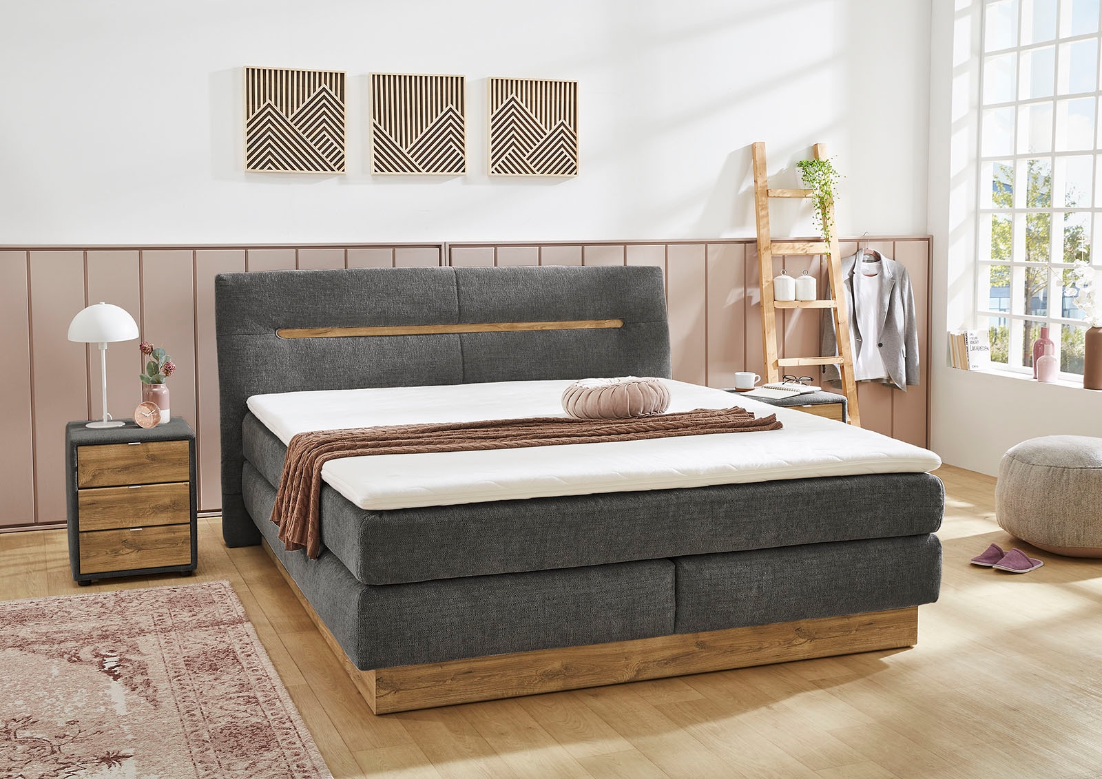 Jockenhöfer Gruppe Lit boxspring »Nika erhältlich in der Grösse 180x200cm« avec coffre de lit, matelas 7 zones, surmatelas, plusieurs degrés de fermeté au choix