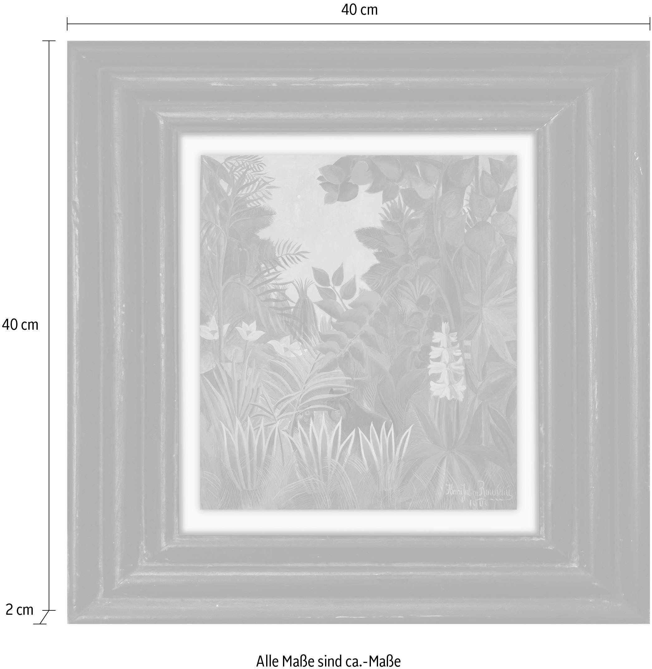 queence Tableau sur toile »Dschungel« Premium-Leinwandstoff, Handarbeit aus Deutschland, 40x40cm