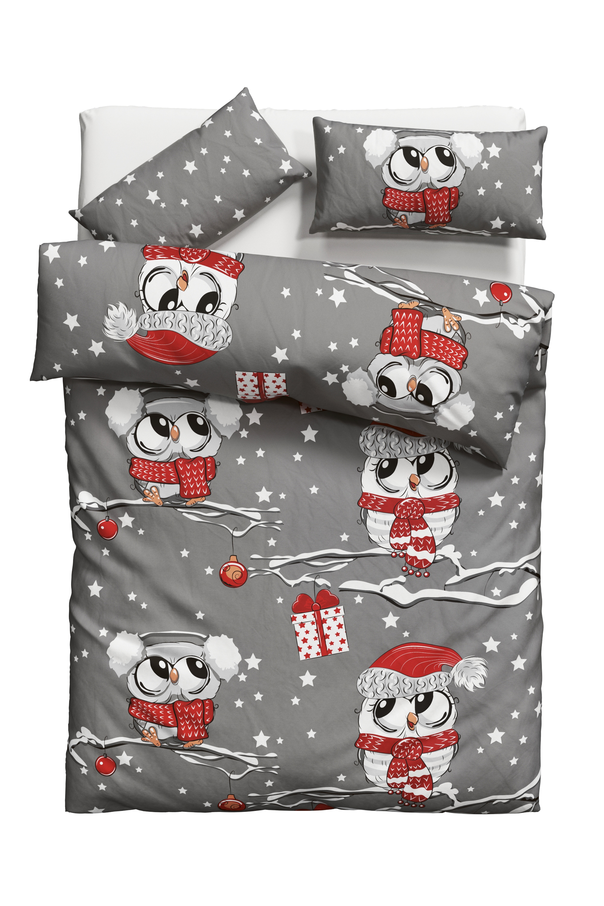 my home Bettwäsche »Janina in Gr. 135x200 oder 155x220 cm« 2 tlg. 100% Baumwolle, viele Winterdesigns: Patchwork, Schneemann, Eule, Bär