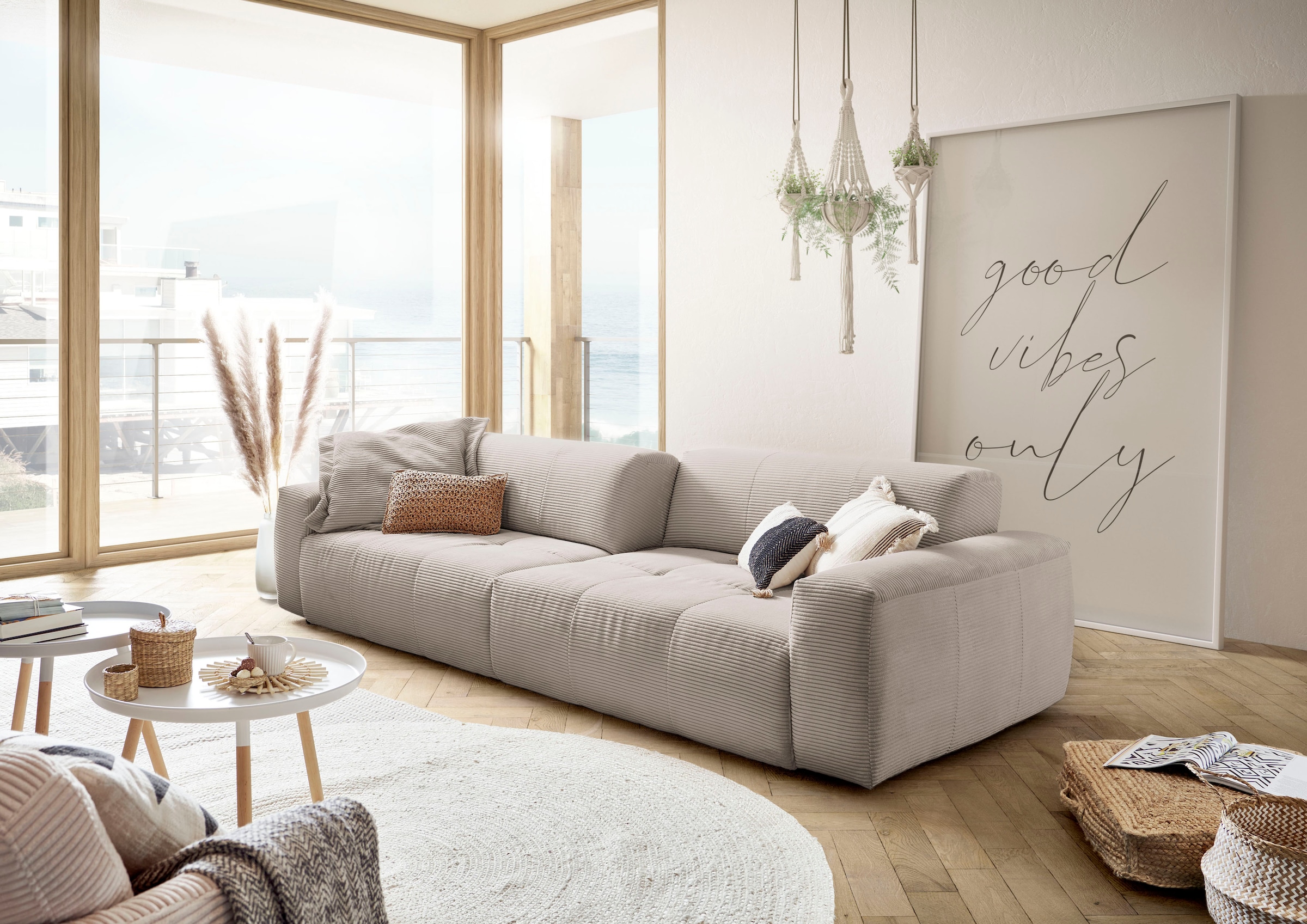 3C Candy Canapé Big »Yoshy Mega Sofa mit Komfortfunktionen, modern und bequem,« deux profondeurs d'assise grâce au dossier réglable, revêtement en velours côtelé