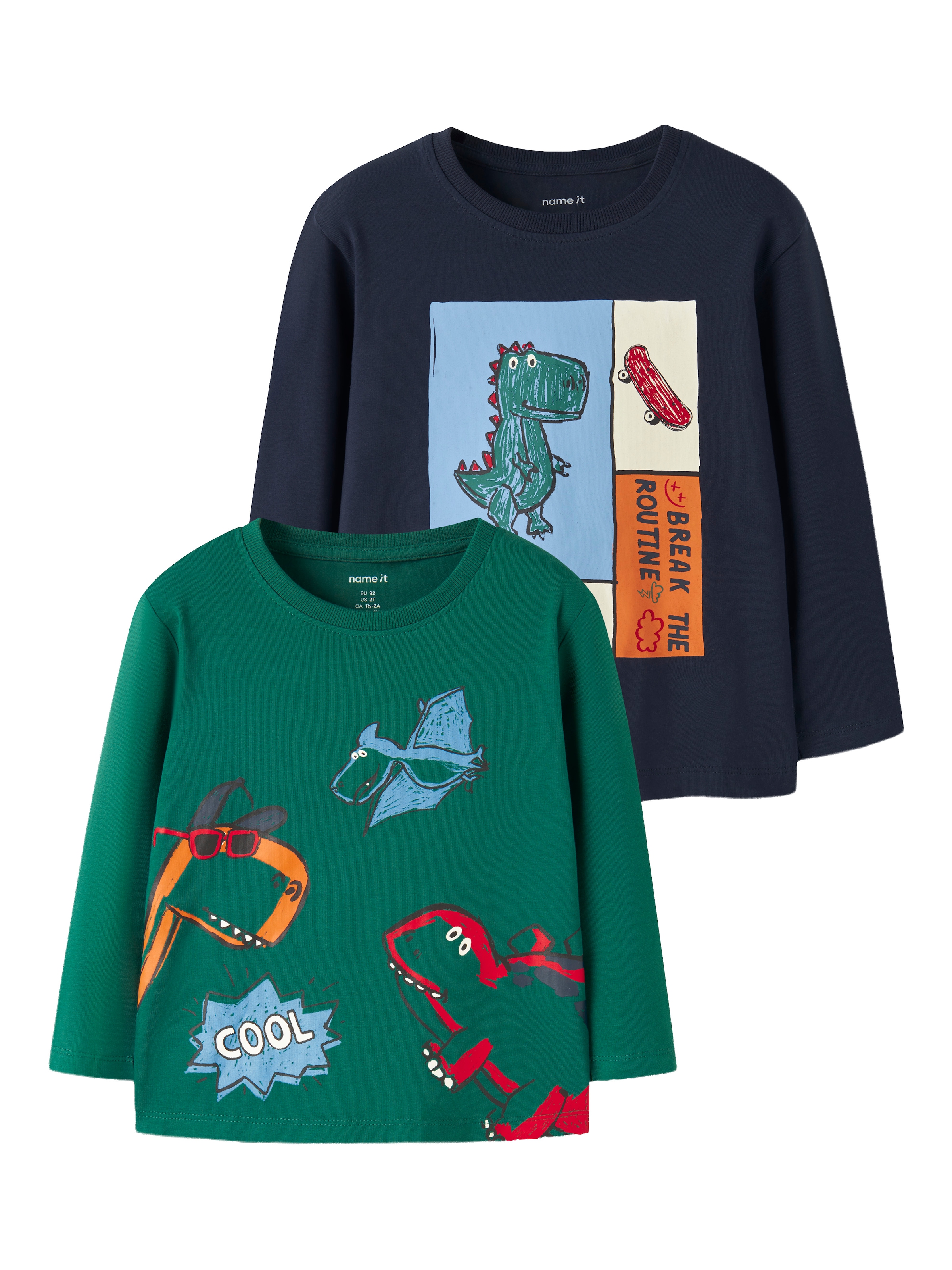 Name It T-shirt à manches longues »NMMLUCIUS 2P LS NREG TOP BOX« Paquet, 2 mélange coton, coupe régulière