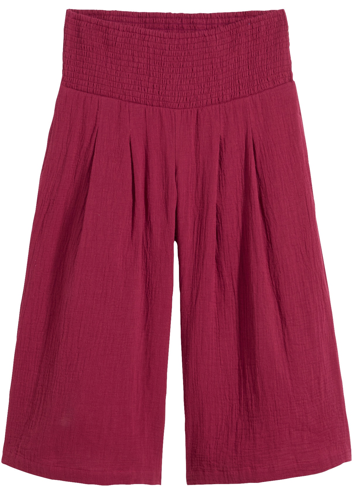 bonprix Pantalon capri  mit breitem Gummibund, aus reiner Baumwolle, Loose Fit Passform